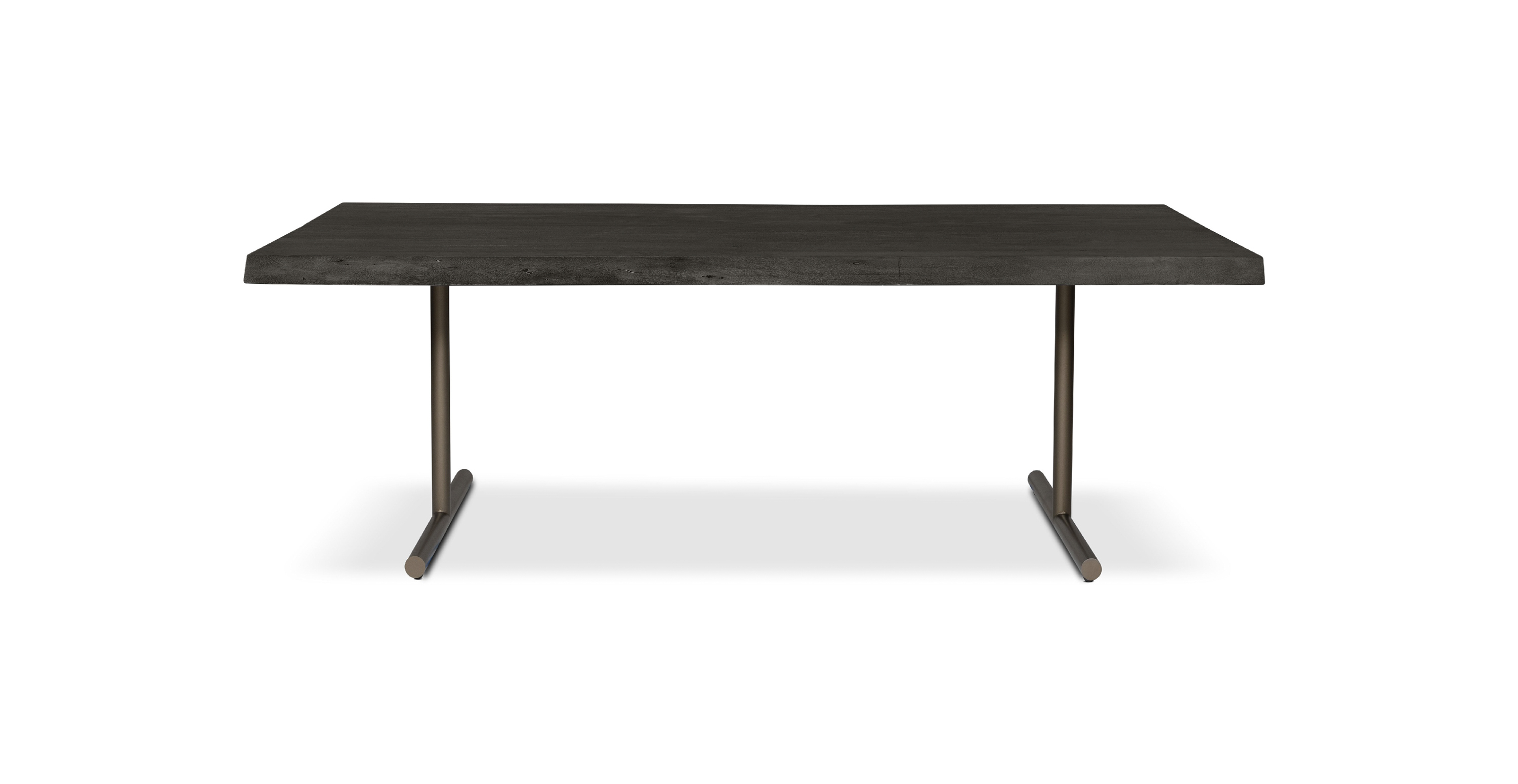 Orchard Brass  Aluminum T Base Wooden Dining Table -  Wood Top And Aluminum Base Ebonized 79"
