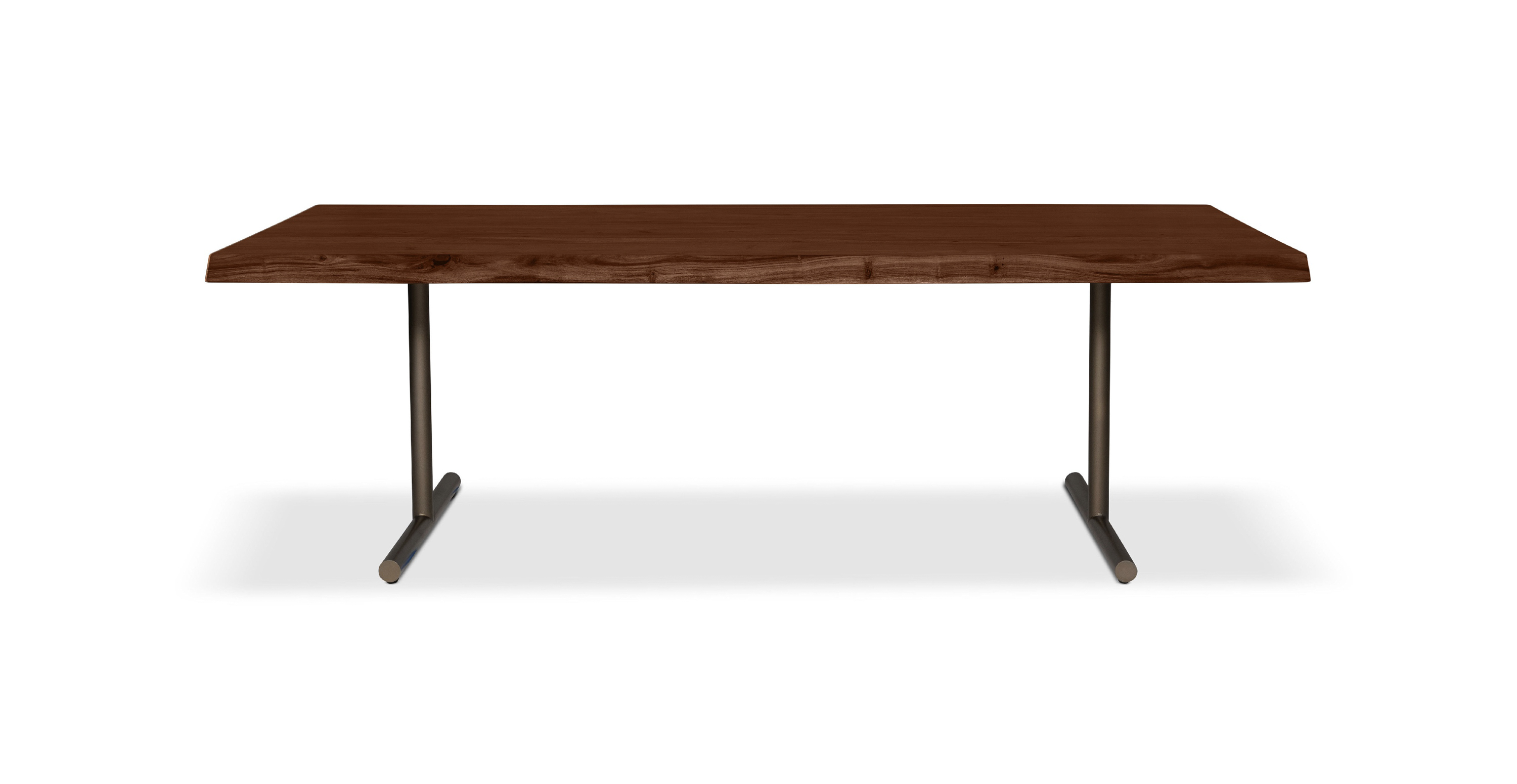 Orchard Brass  Aluminum T Base Wooden Dining Table -  Wood Top And Aluminum Base Americano 92"