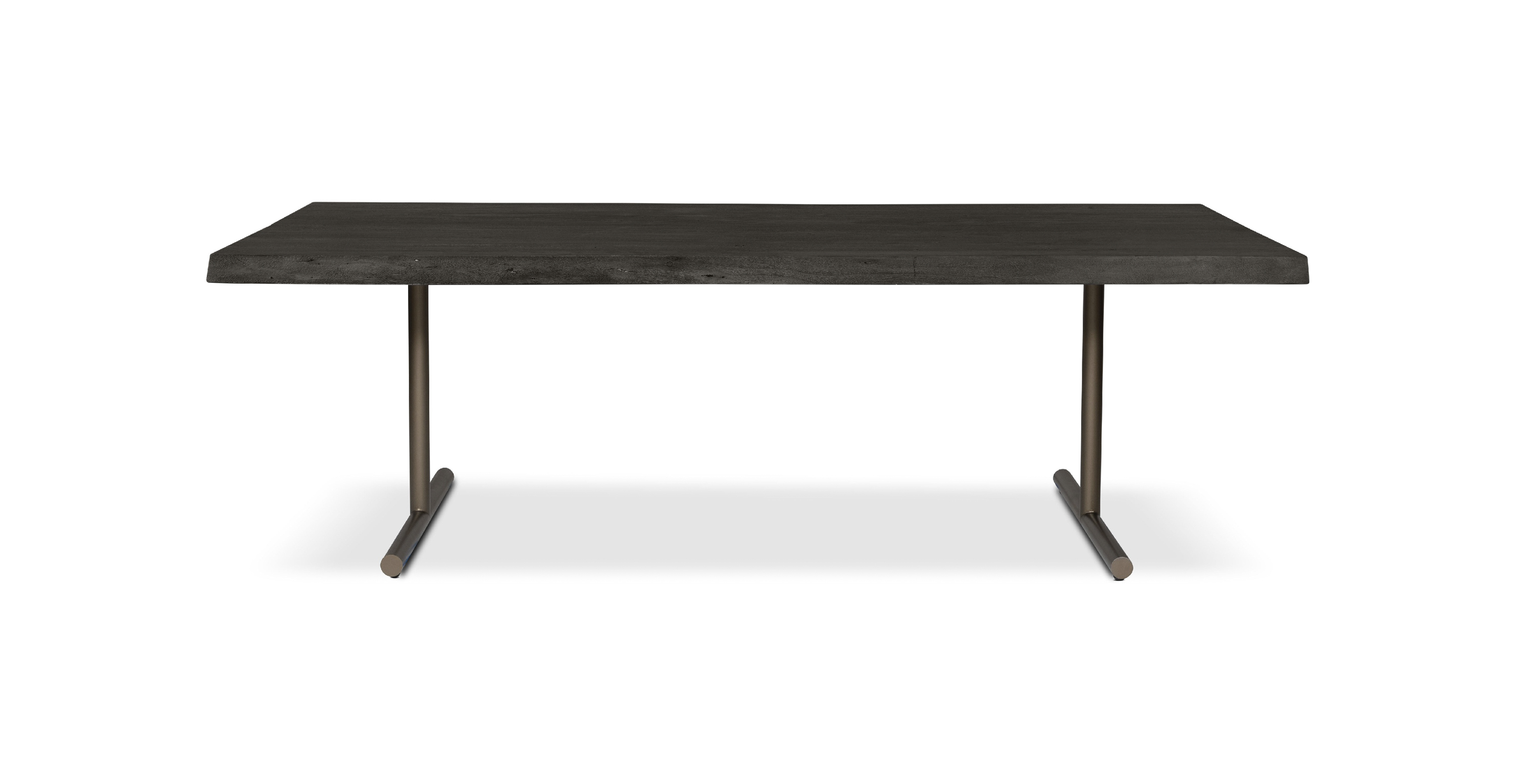 Orchard Brass  Aluminum T Base Wooden Dining Table -  Wood Top And Aluminum Base Ebonized 92"