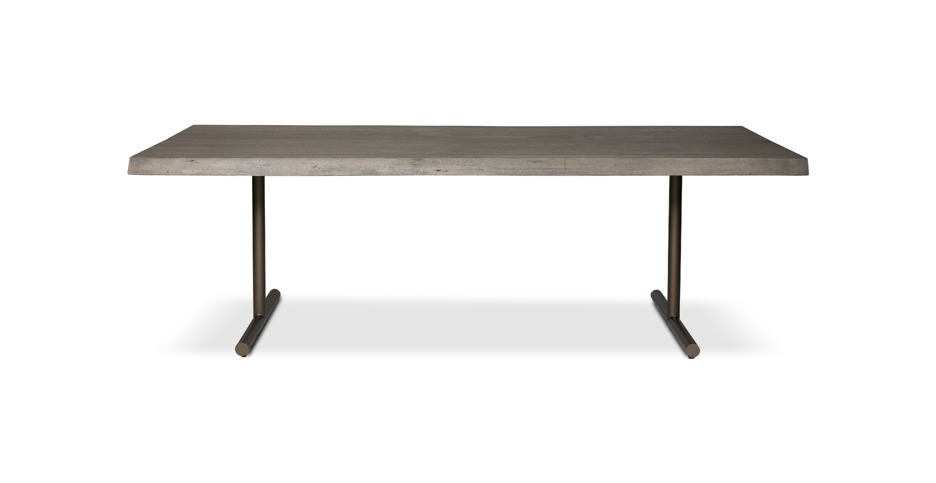 Orchard Brass  Aluminum T Base Wooden Dining Table -  Wood Top And Aluminum Base Sandblasted Grey 92"