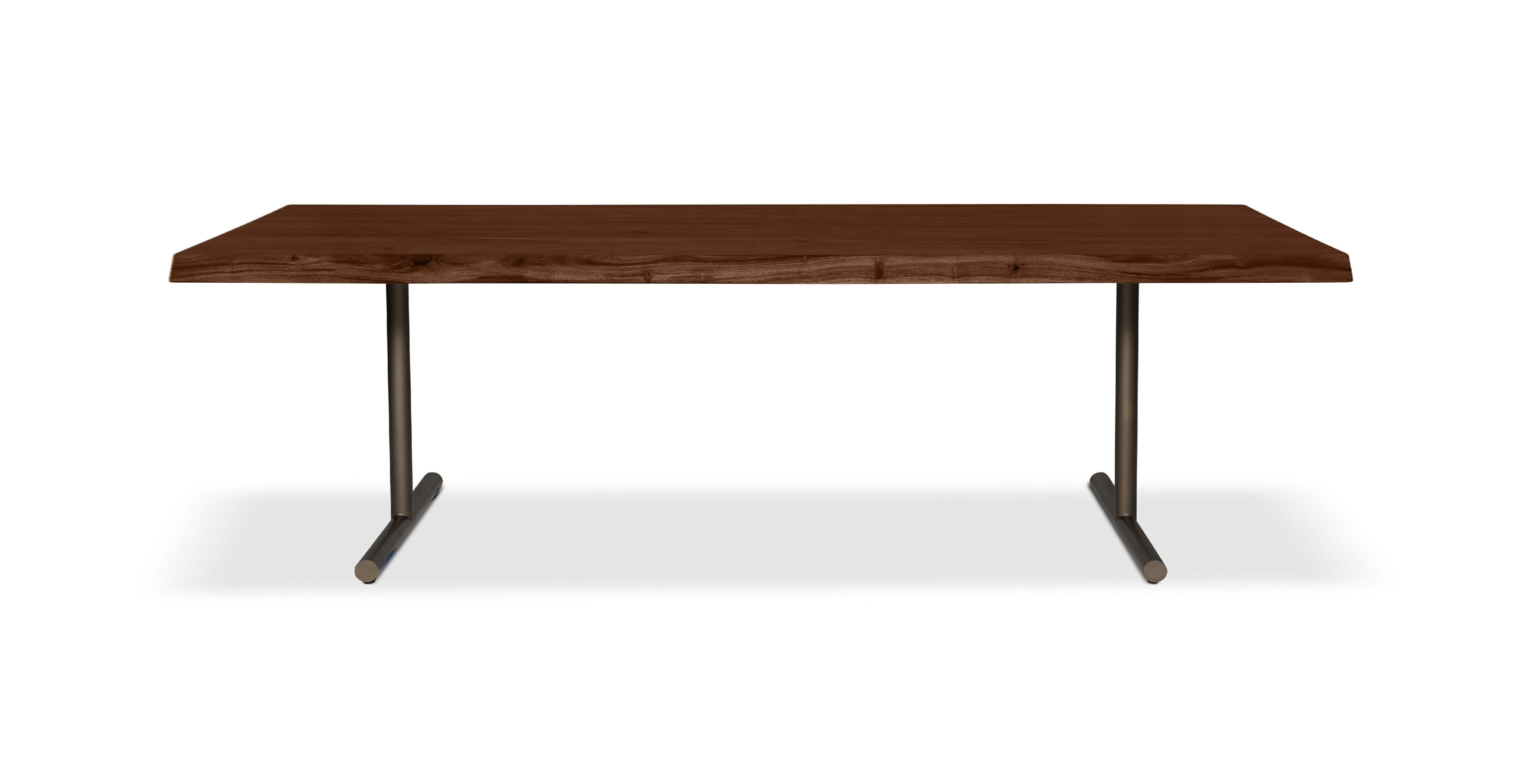 Orchard Brass  Aluminum T Base Wooden Dining Table -  Wood Top And Aluminum Base Americano 116"