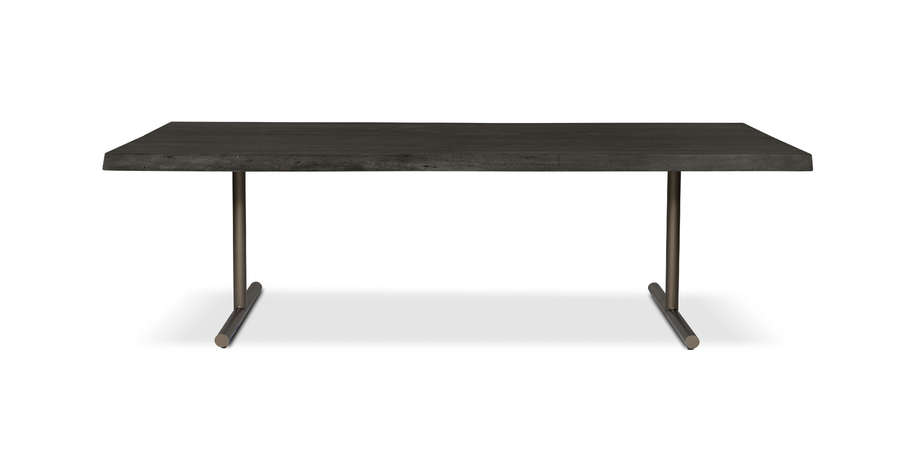 Orchard Brass  Aluminum T Base Wooden Dining Table -  Wood Top And Aluminum Base Ebonized 116"