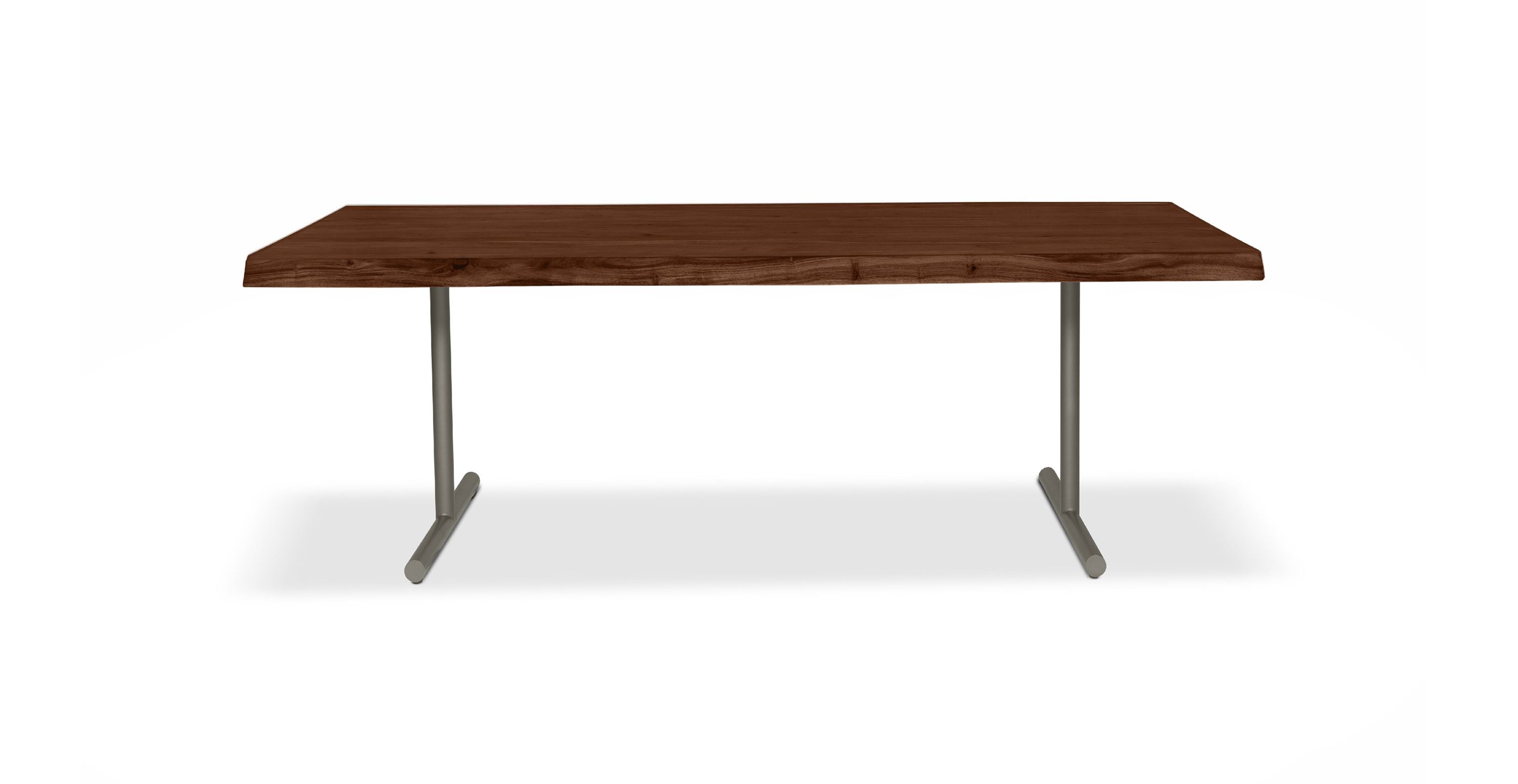 Orchard Pewter  Aluminum T Base Wooden Dining Table -  Wood Top And Aluminum Base Americano 79"