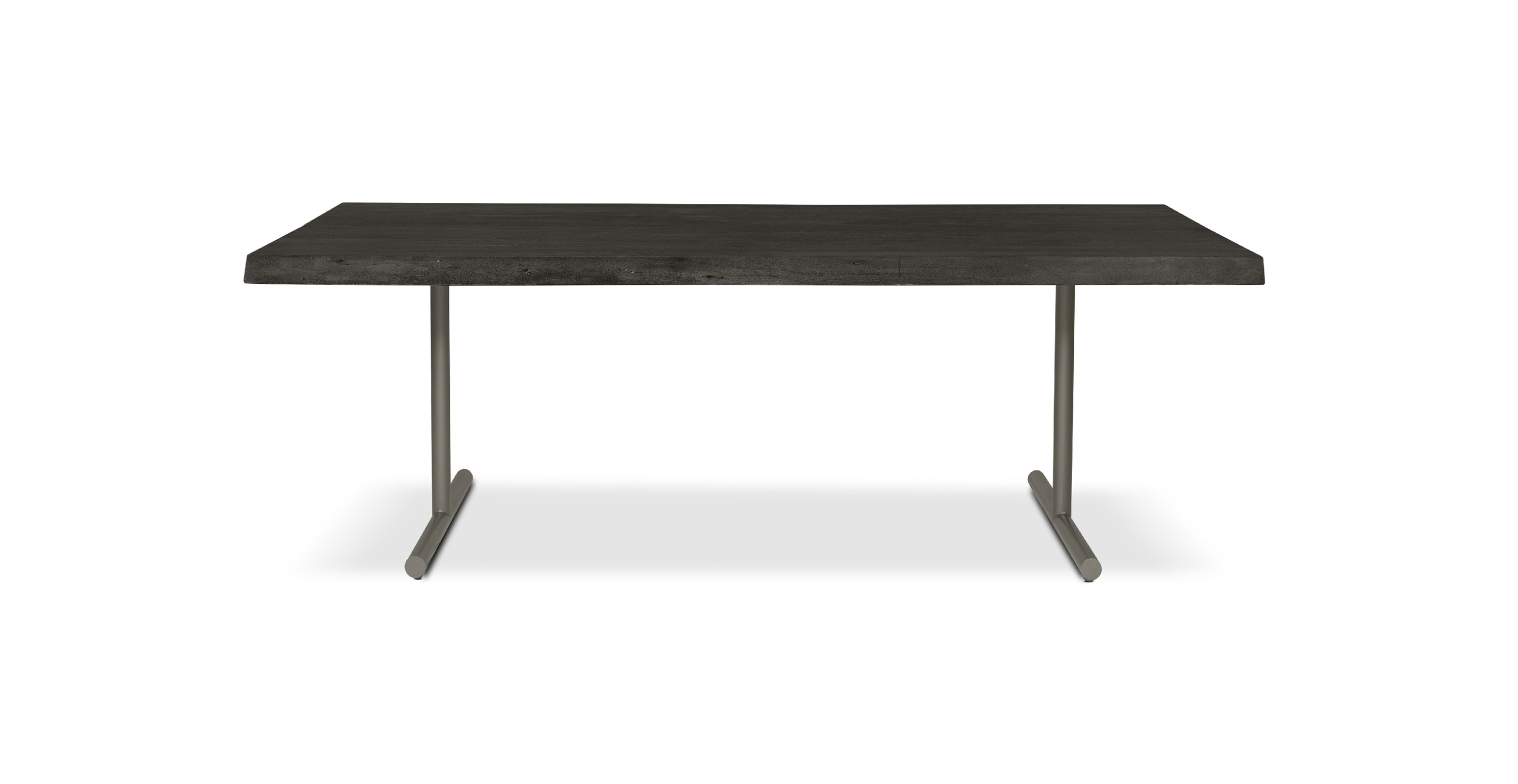Orchard Pewter  Aluminum T Base Wooden Dining Table -  Wood Top And Aluminum Base Ebonized 79"