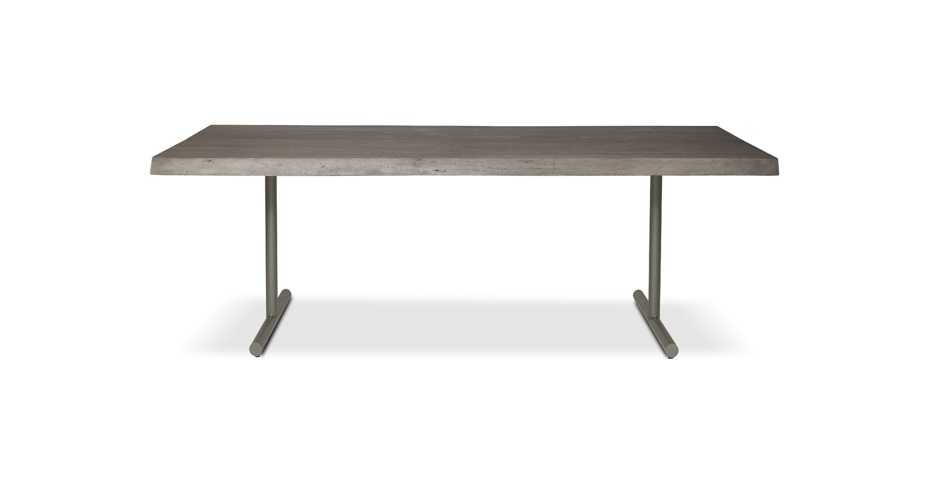 Orchard Pewter  Aluminum T Base Wooden Dining Table -  Wood Top And Aluminum Base Sandblasted Grey 79"