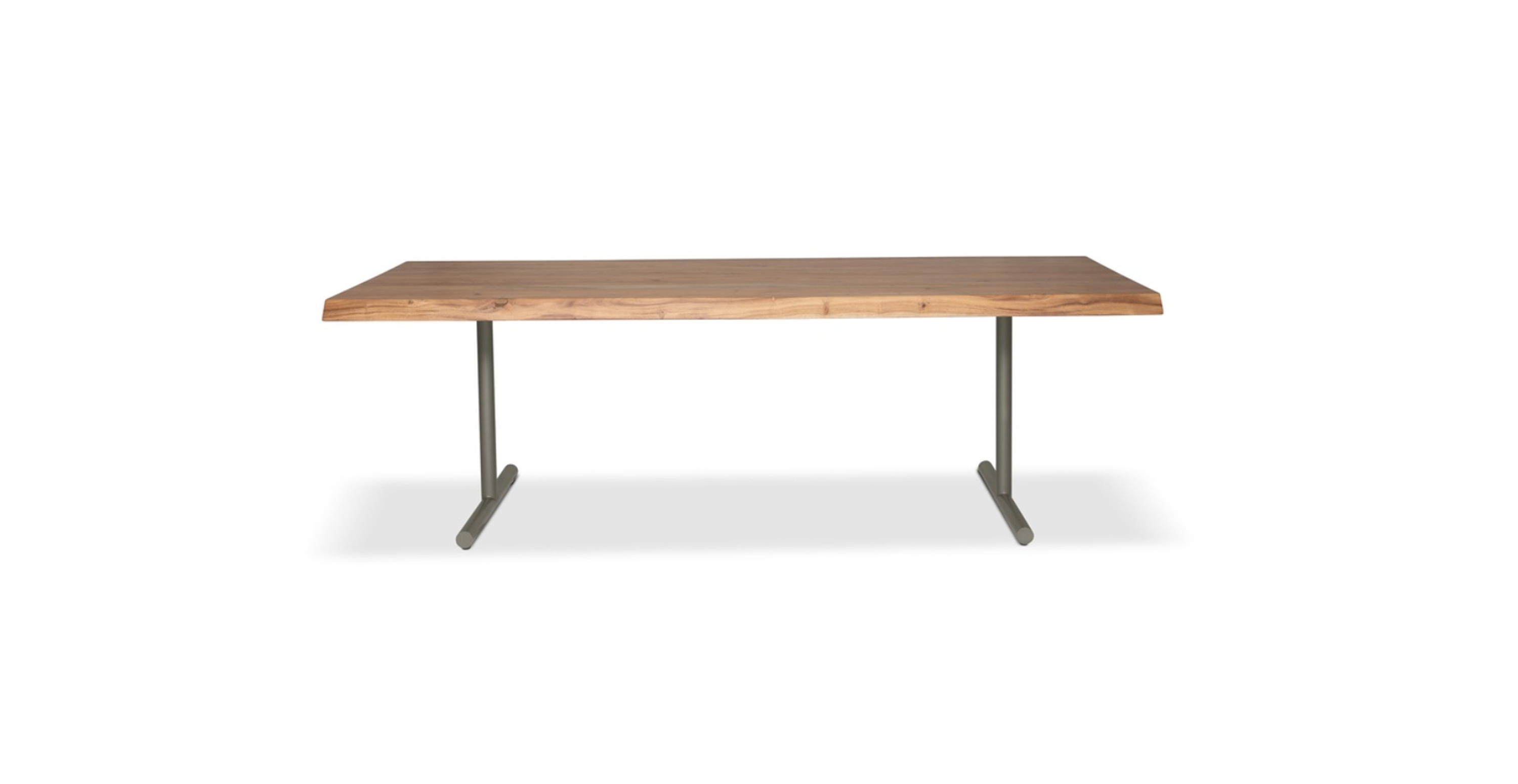 Orchard Pewter  Aluminum T Base Wooden Dining Table -  Wood Top And Aluminum Base Teak 79"