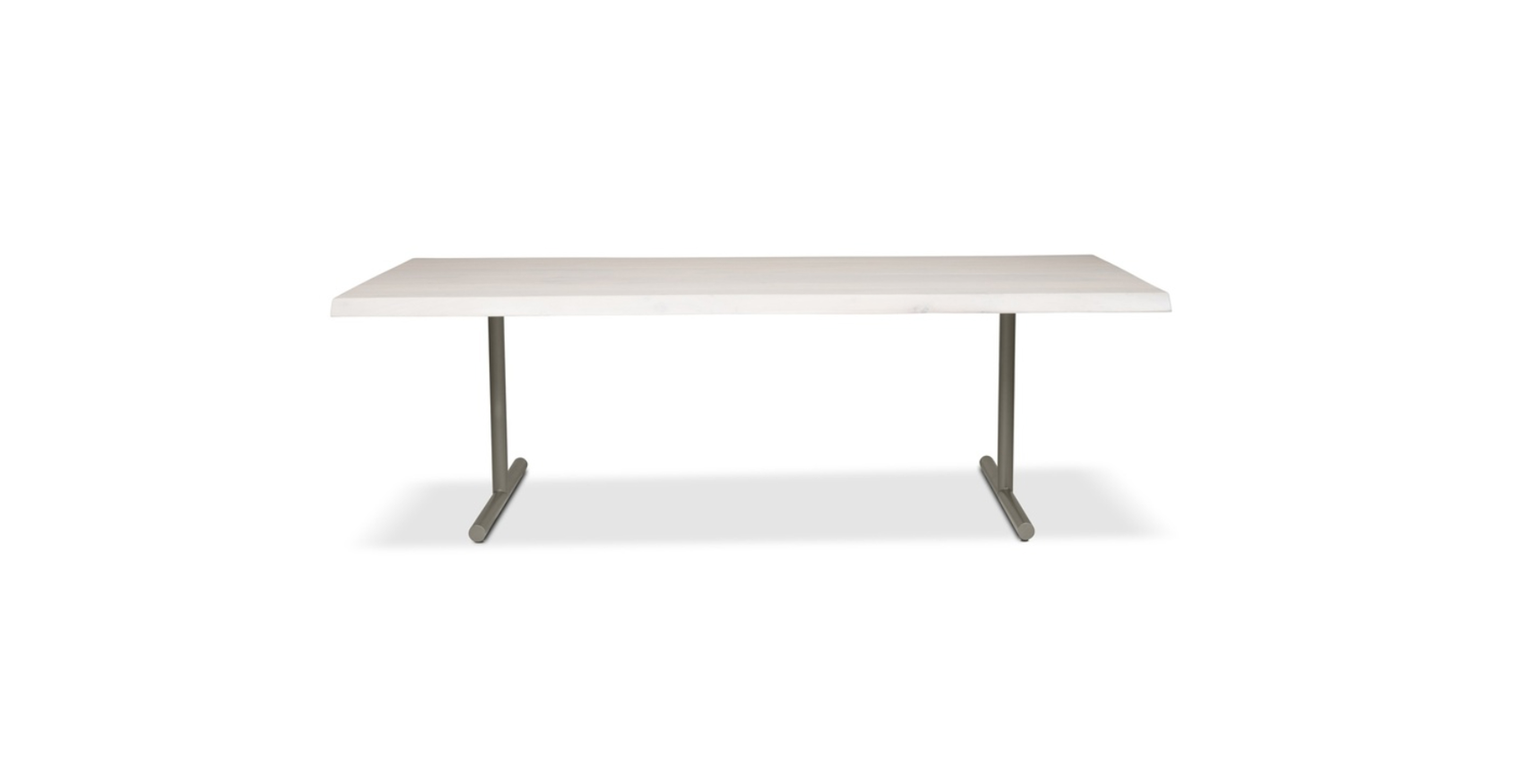 Orchard Pewter  Aluminum T Base Wooden Dining Table -  Wood Top And Aluminum Base White Wash 79"