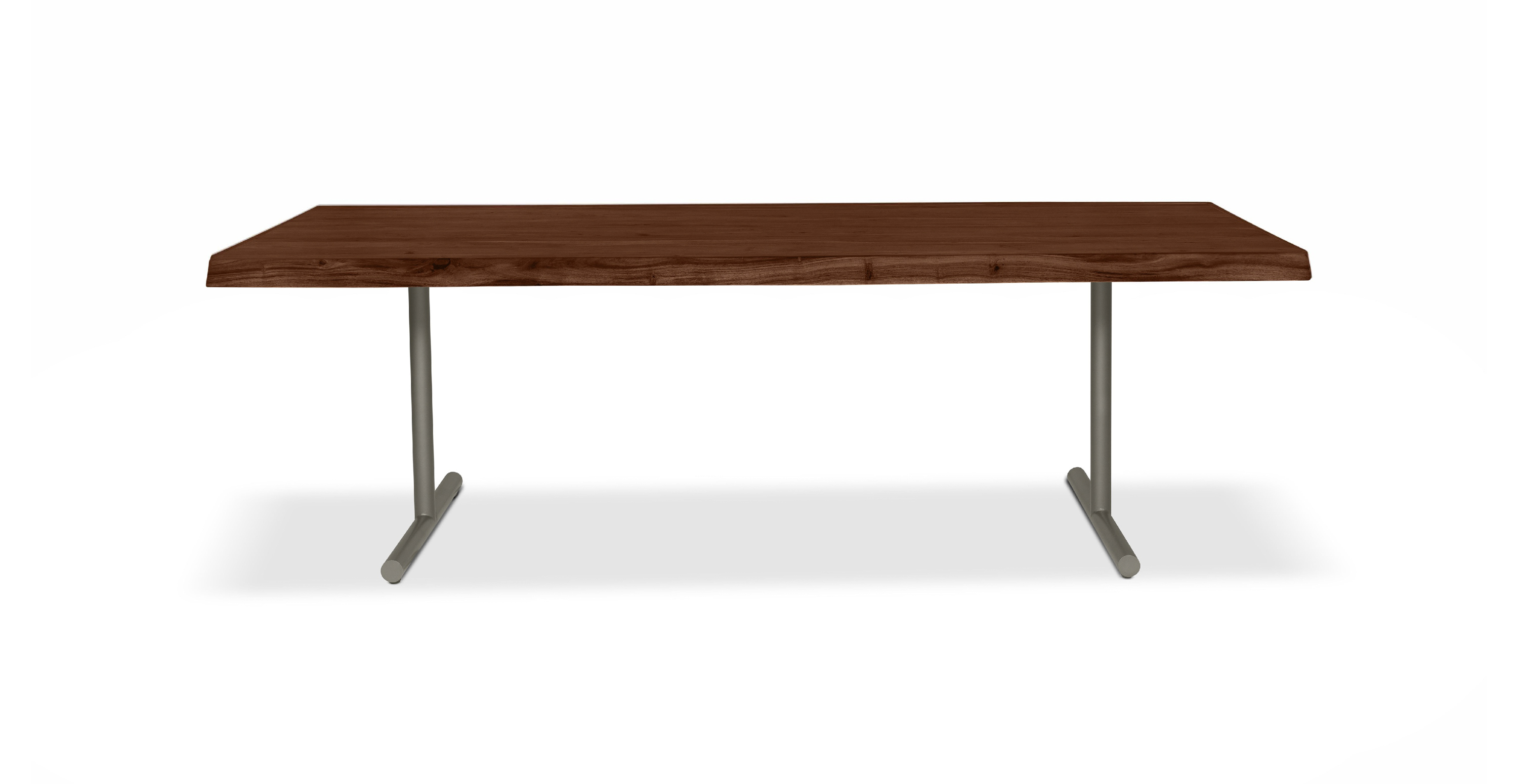 Orchard Pewter  Aluminum T Base Wooden Dining Table -  Wood Top And Aluminum Base Americano 92"