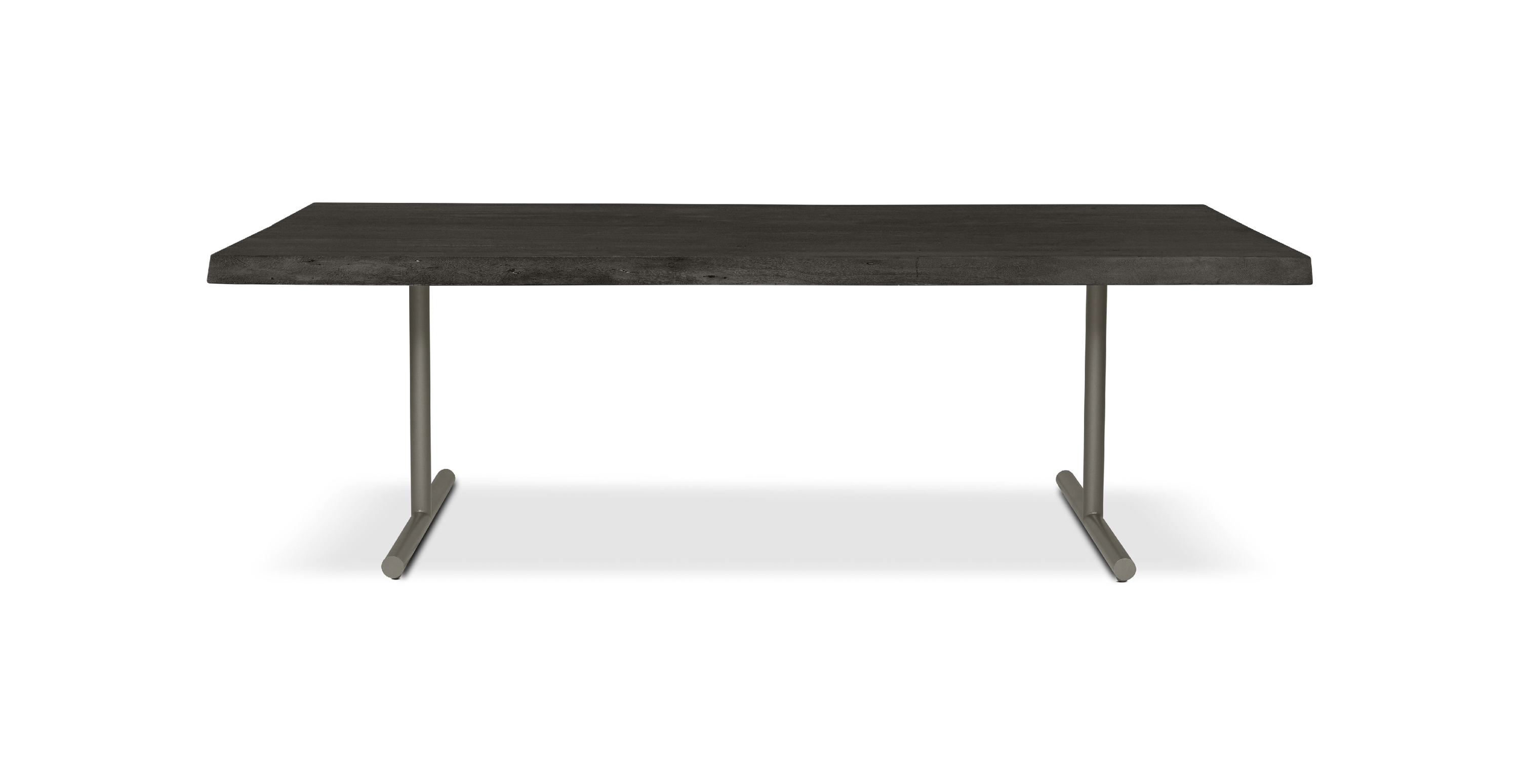Orchard Pewter  Aluminum T Base Wooden Dining Table -  Wood Top And Aluminum Base Ebonized 92"