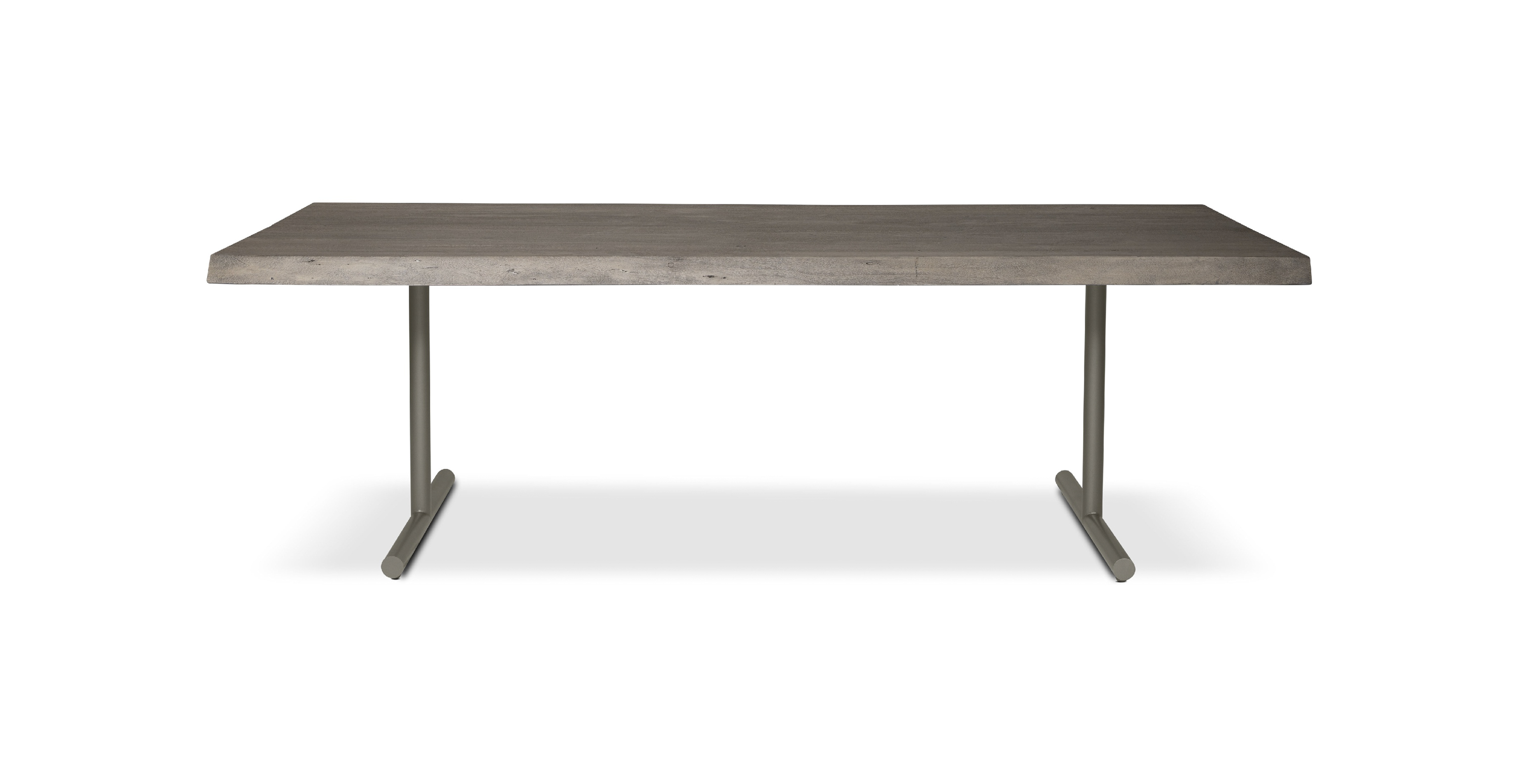 Orchard Pewter  Aluminum T Base Wooden Dining Table -  Wood Top And Aluminum Base Sandblasted Grey 92"
