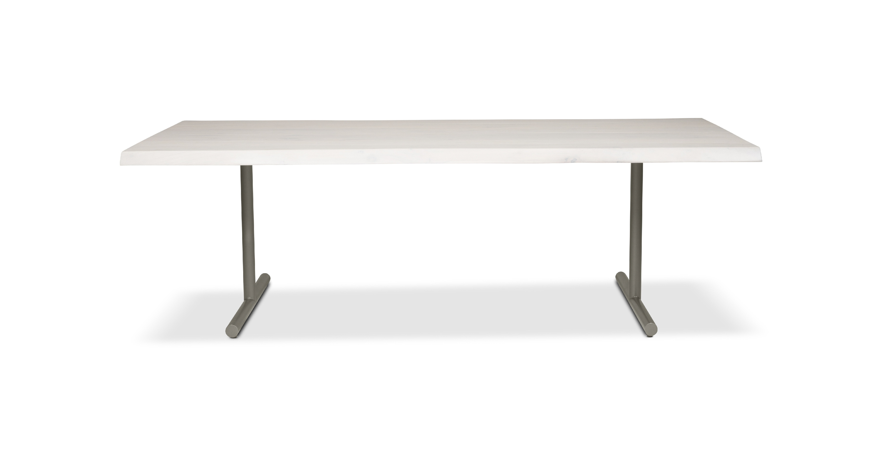 Orchard Pewter  Aluminum T Base Wooden Dining Table -  Wood Top And Aluminum Base White Wash 92"