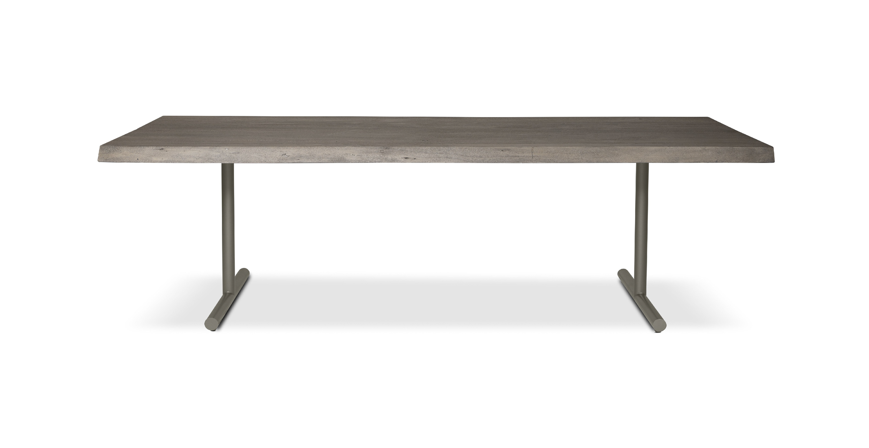 Orchard Pewter  Aluminum T Base Wooden Dining Table -  Wood Top And Aluminum Base Sandblasted Grey 116"