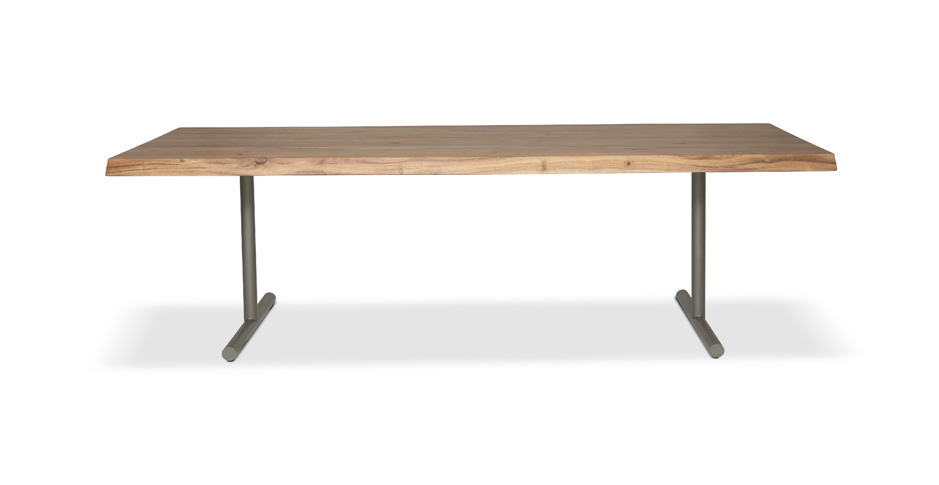 Orchard Pewter  Aluminum T Base Wooden Dining Table -  Wood Top And Aluminum Base Teak 116"