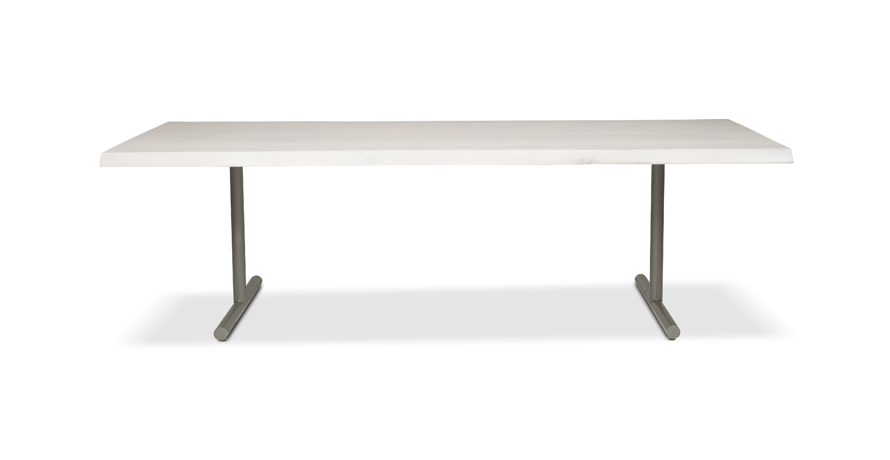 Orchard Pewter  Aluminum T Base Wooden Dining Table -  Wood Top And Aluminum Base White Wash 116"
