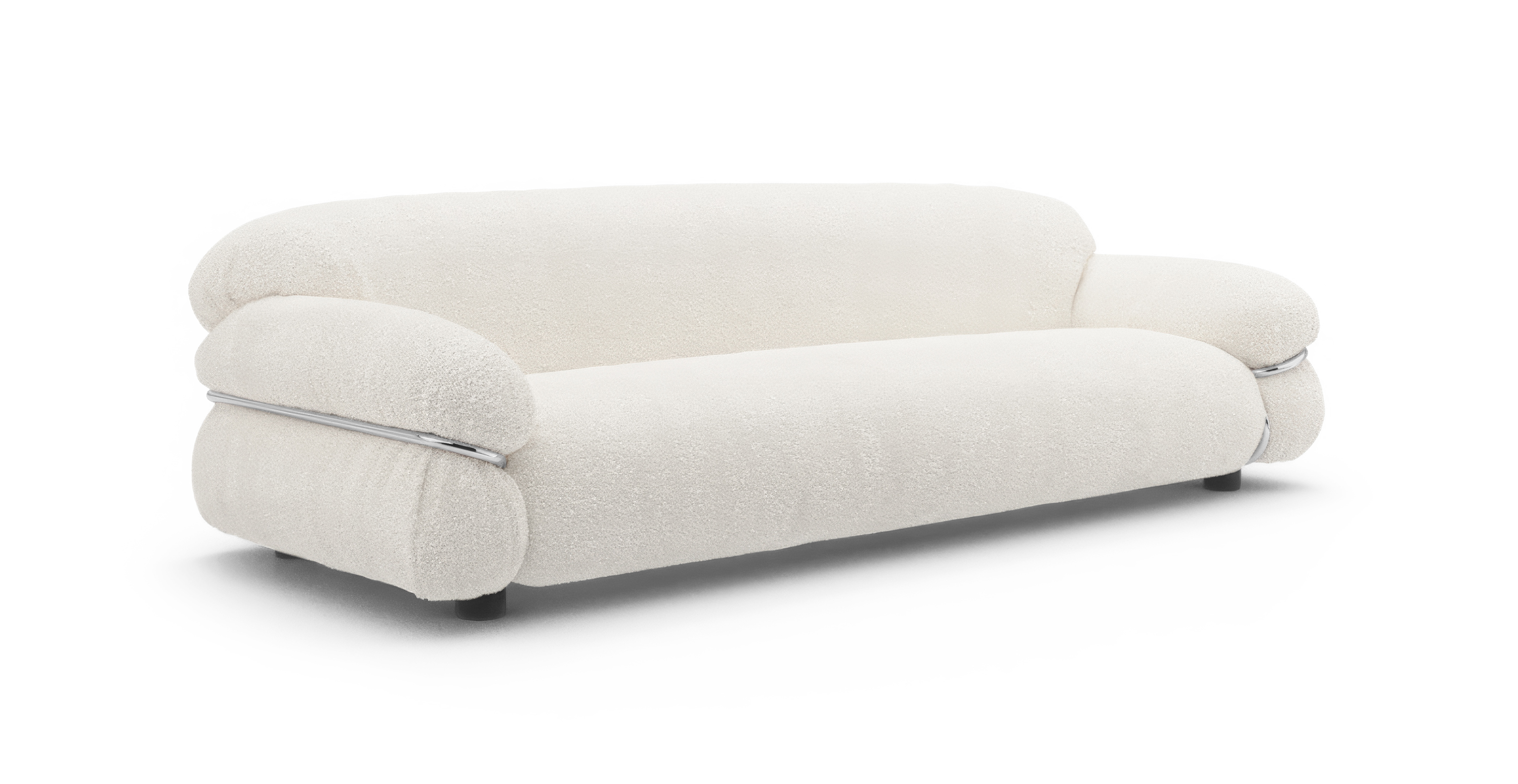 Frattini Sesann 3 Seater Sofa -  White Boucle Boucle