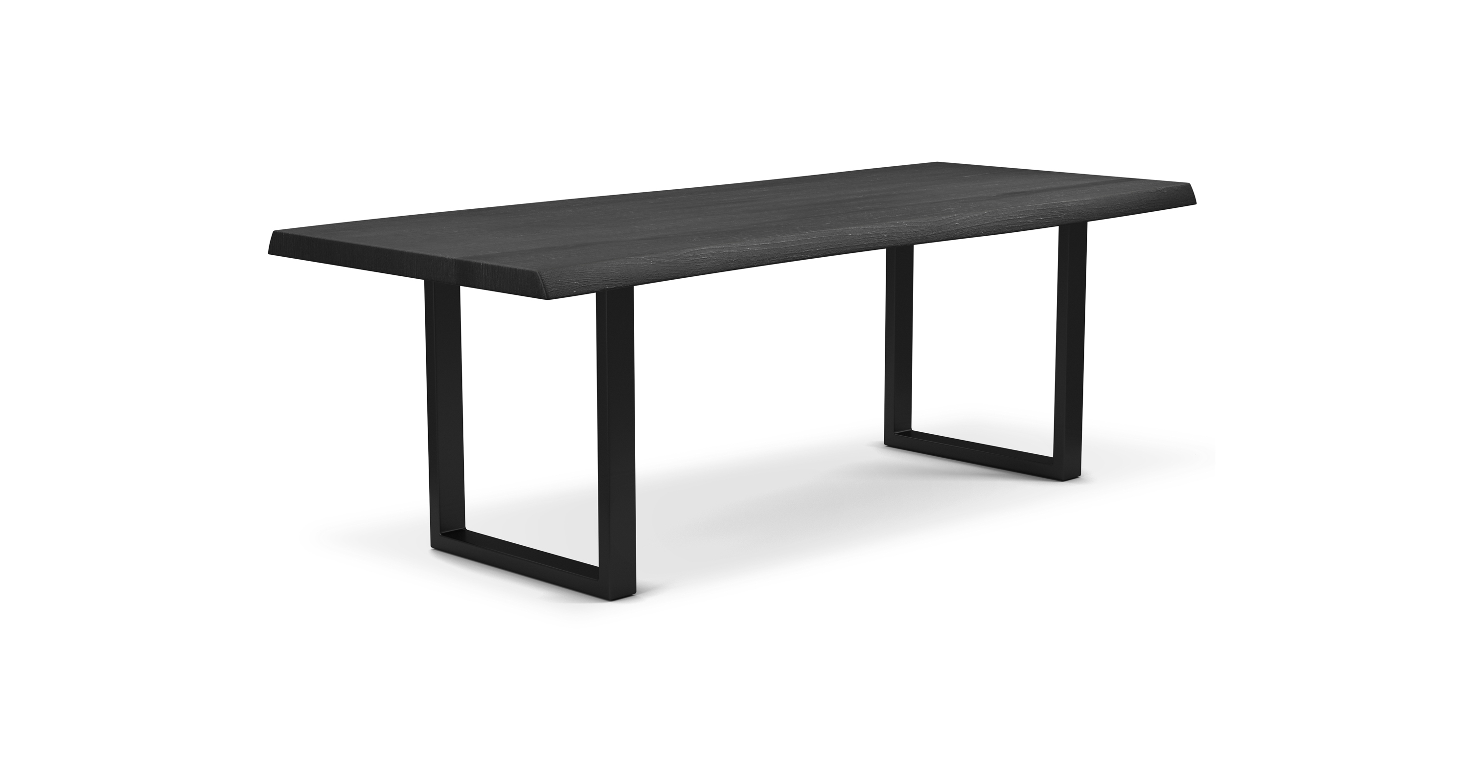 Orchard Black Aluminum U Base Wooden Dining Table - Wood Top And Aluminum Base Ebonized 79"