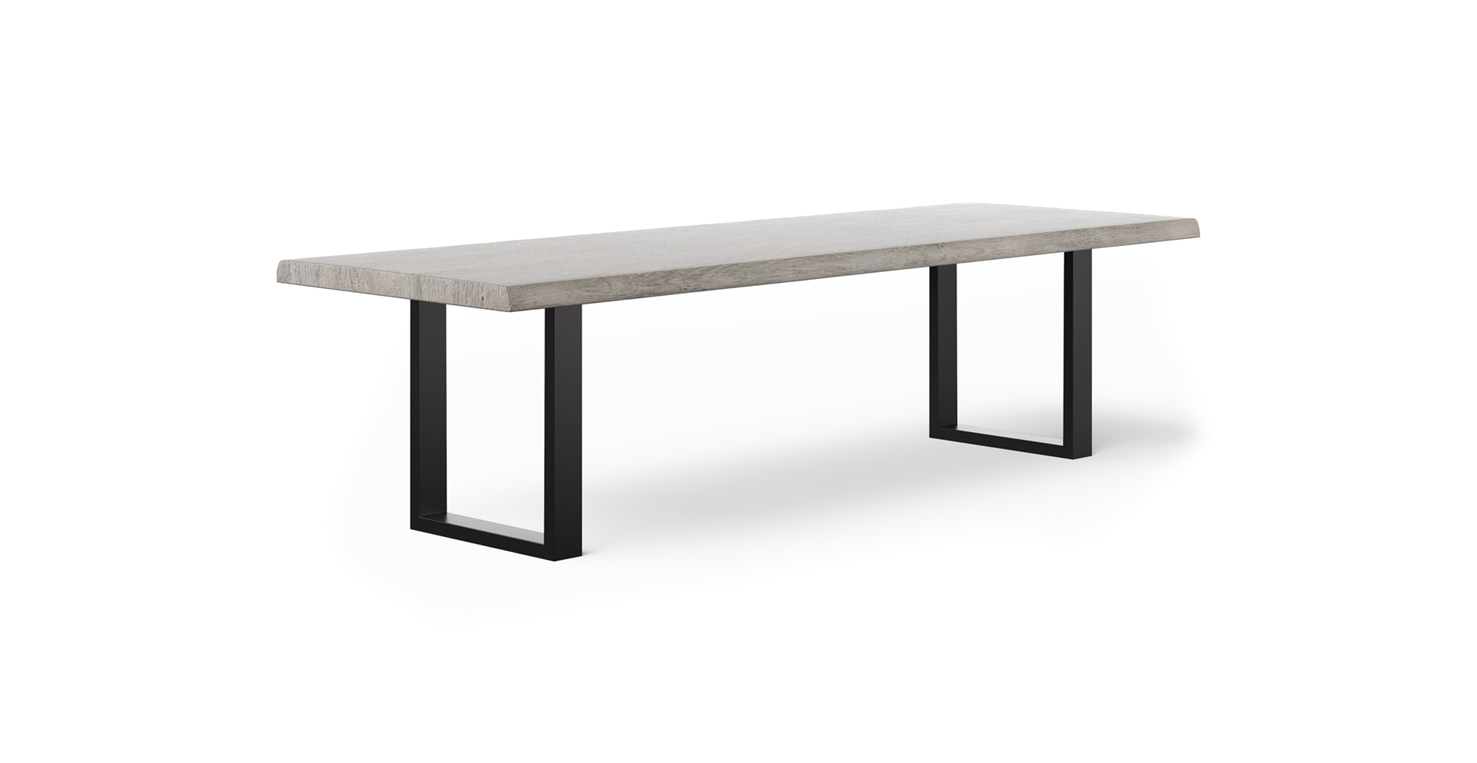 Orchard Black Aluminum U Base Wooden Dining Table - Wood Top And Aluminum Base Sandblasted Grey 79"
