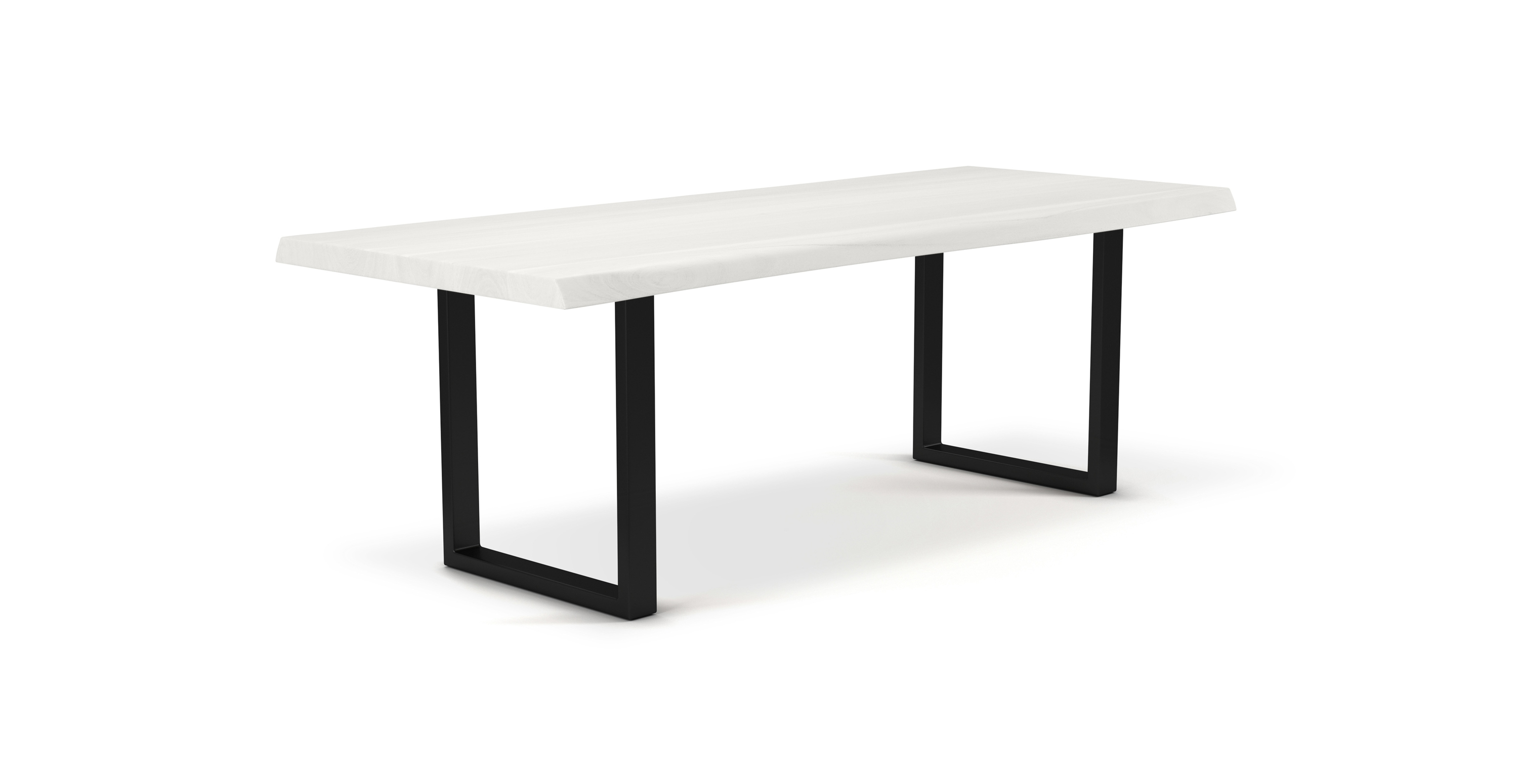 Orchard Black Aluminum U Base Wooden Dining Table -  Wood Top And Aluminum Base White Wash 79"