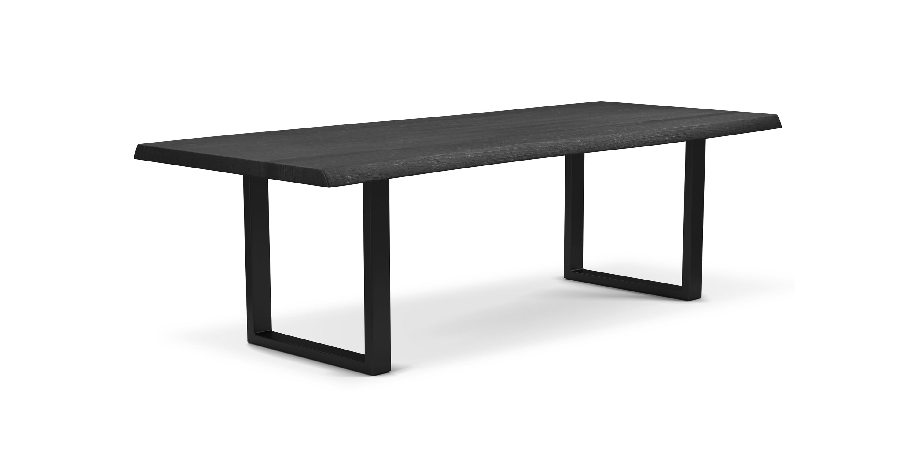 Orchard Black Aluminum U Base Wooden Dining Table - Wood Top And Aluminum Base Ebonized 92"