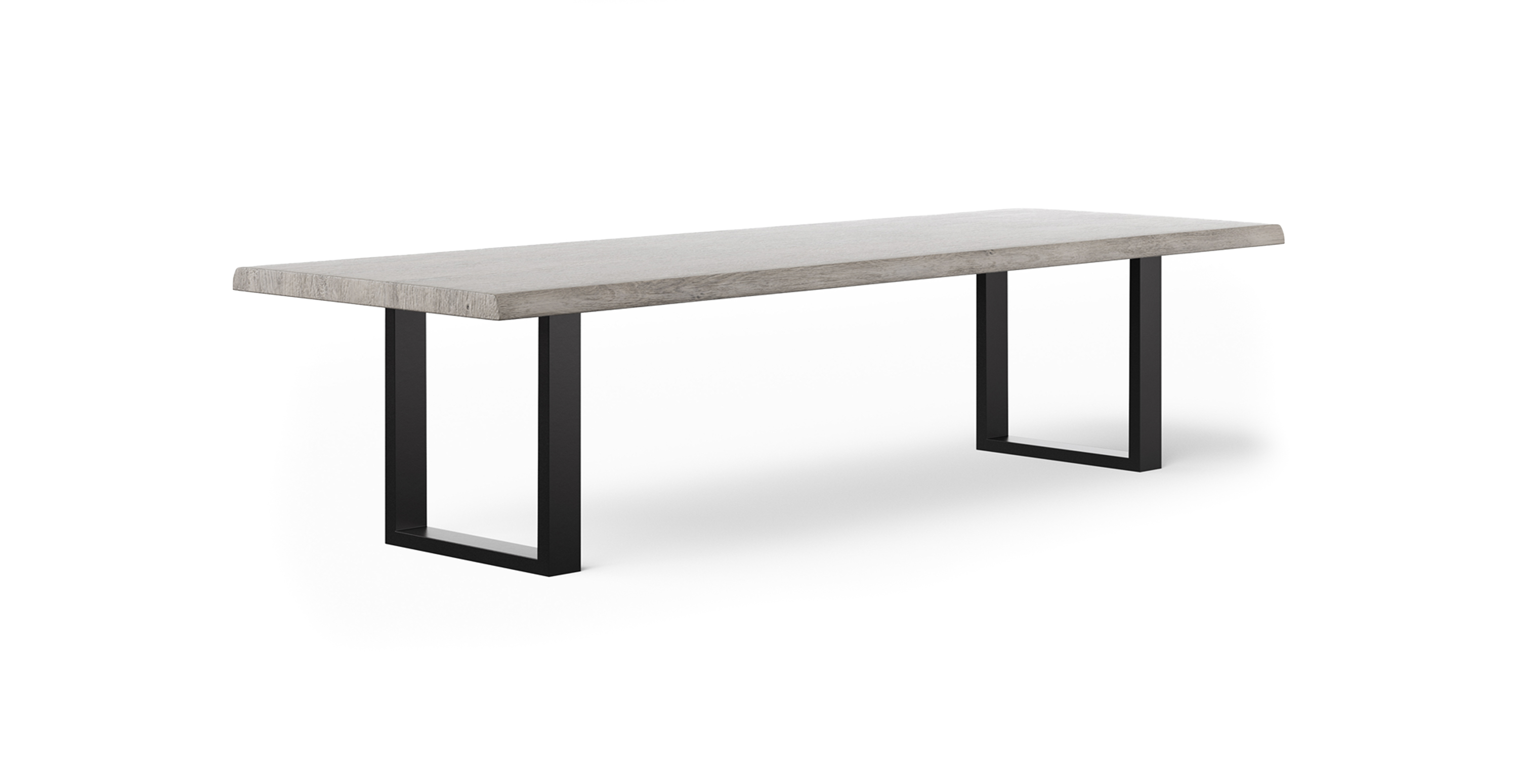 Orchard Black Aluminum U Base Wooden Dining Table - Wood Top And Aluminum Base Sandblasted Grey 92"