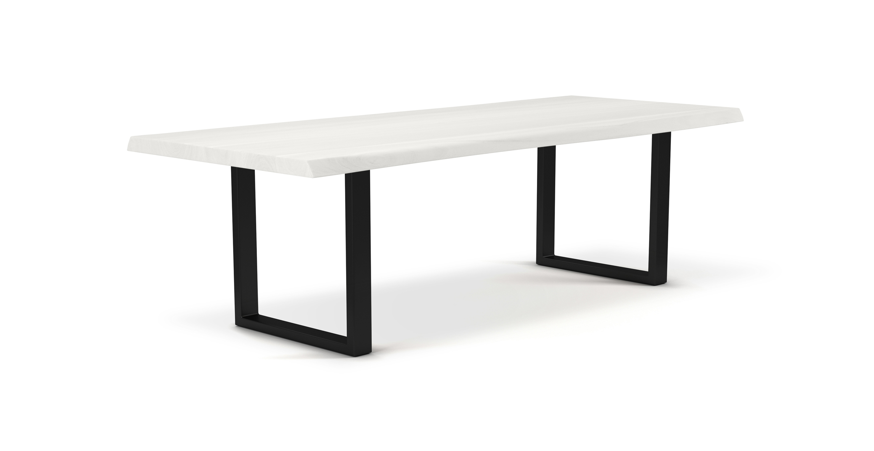 Orchard Black Aluminum U Base Wooden Dining Table - Wood Top And Aluminum Base White Wash 92"