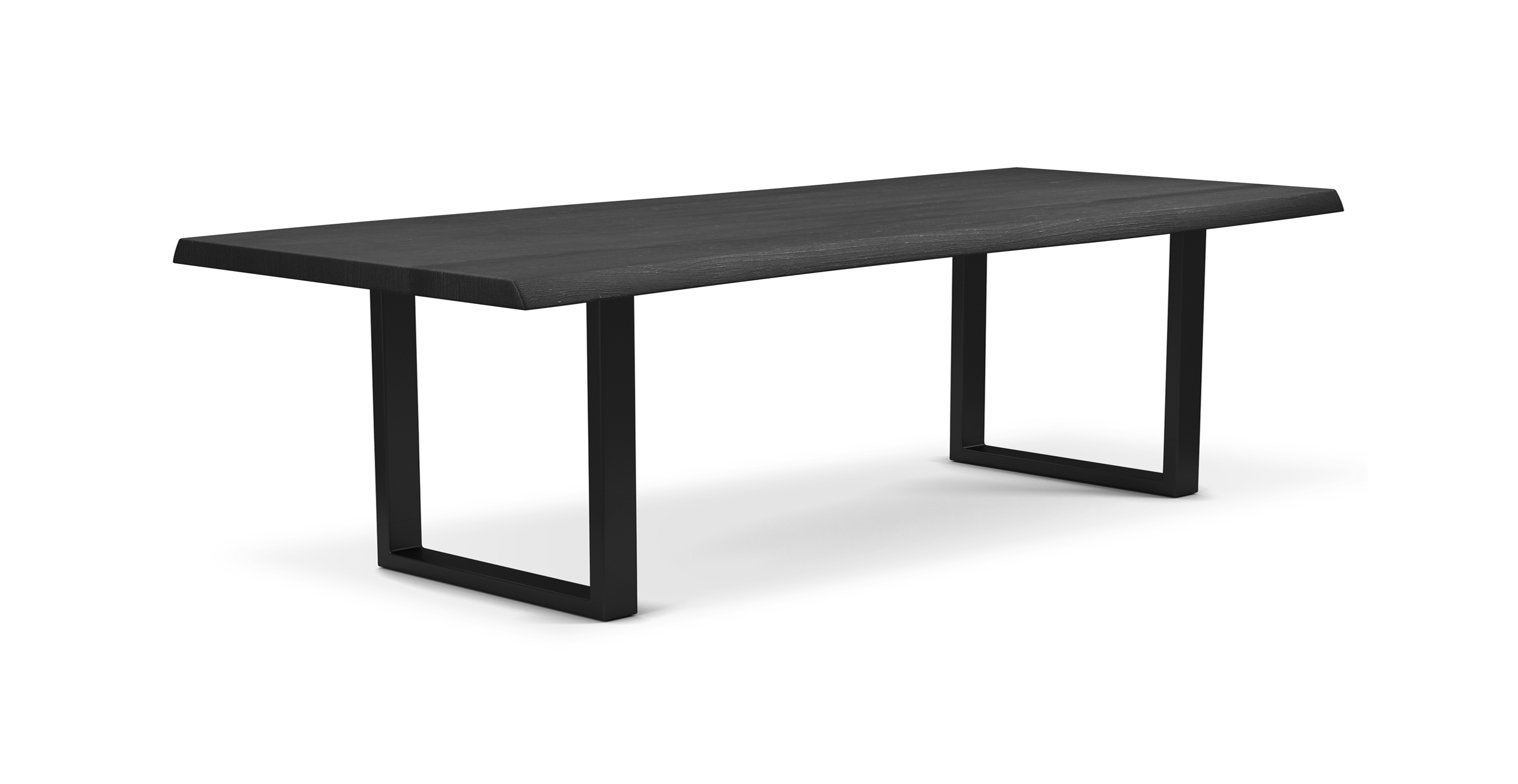 Orchard Black Aluminum U Base Wooden Dining Table -  Wood Top And Aluminum Base Ebonized 116"