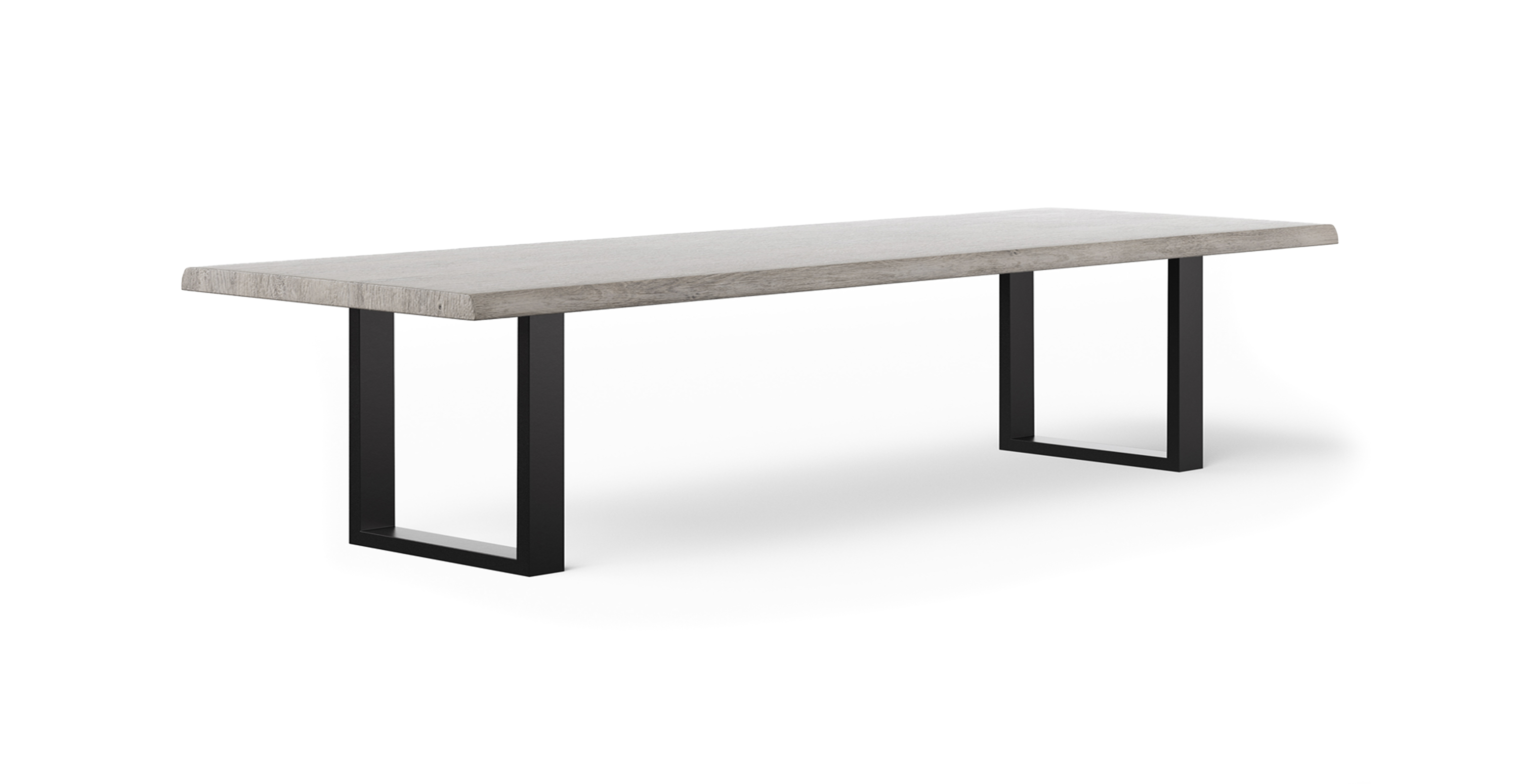 Orchard Black Aluminum U Base Wooden Dining Table - Wood Top And Aluminum Base Sandblasted Grey 116"