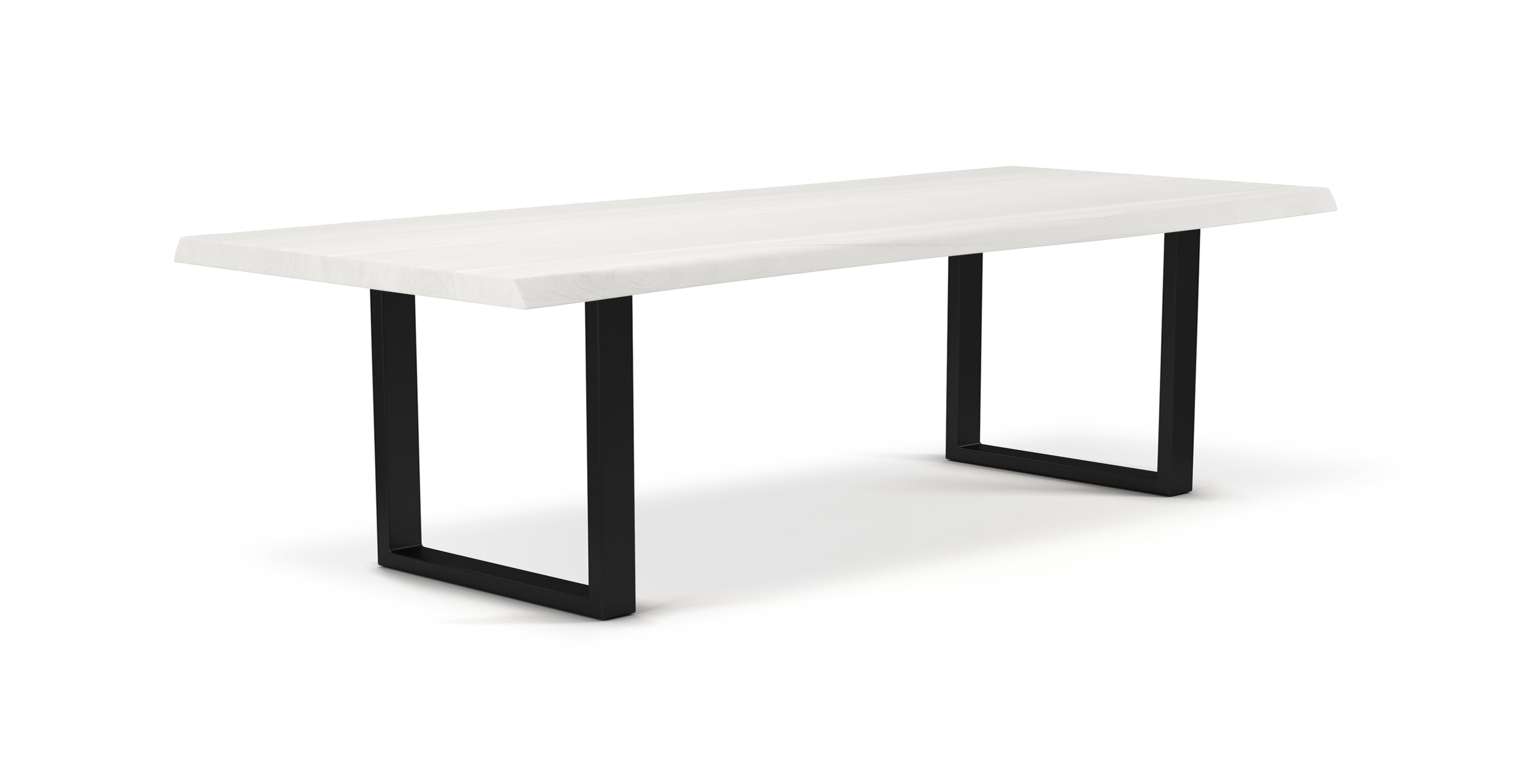 Orchard Black Aluminum U Base Wooden Dining Table - Wood Top And Aluminum Base White Wash 116"