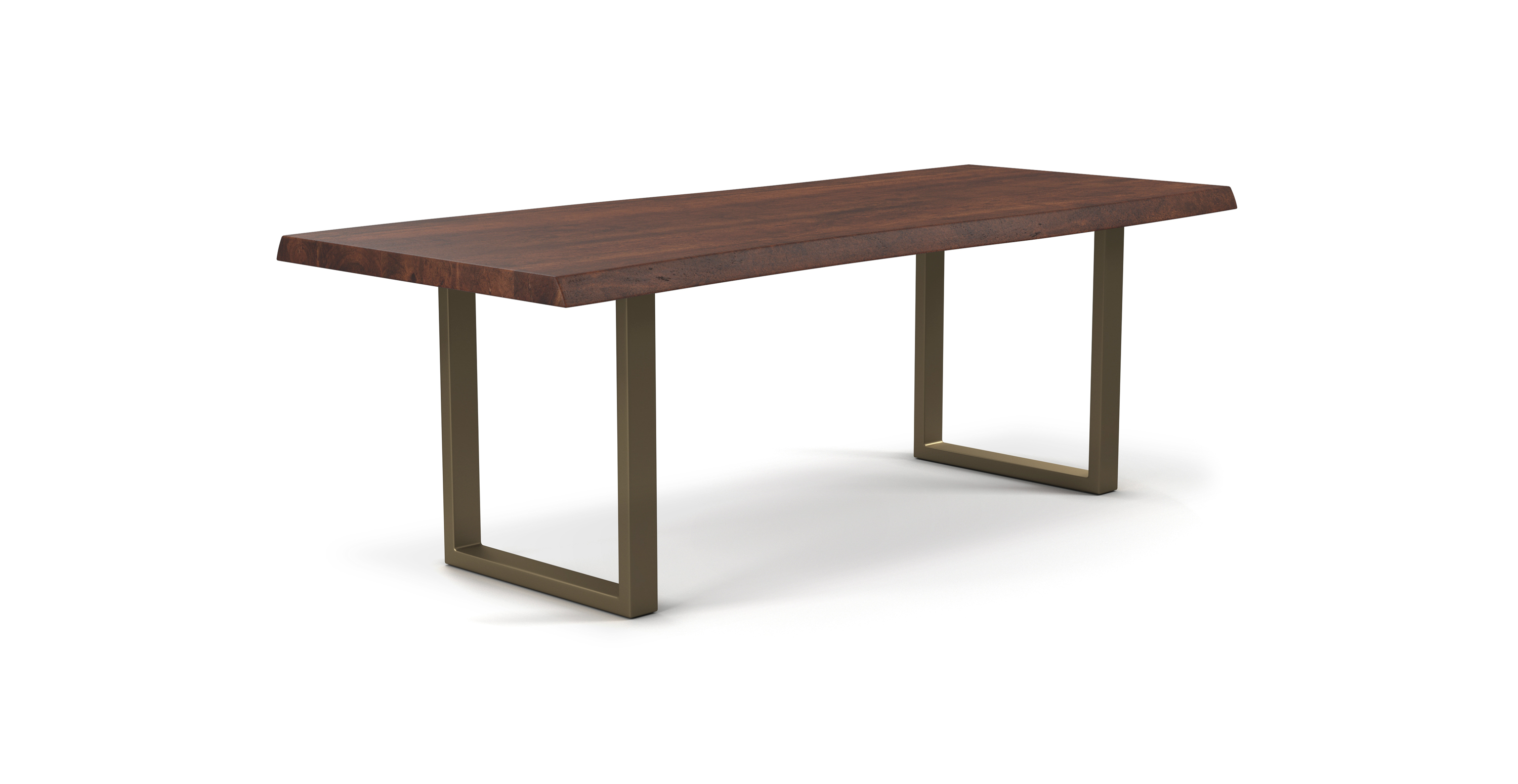 Orchard Brass Aluminum U Base Wooden Dining Table -  Wood Top And Aluminum Base Americano 79"