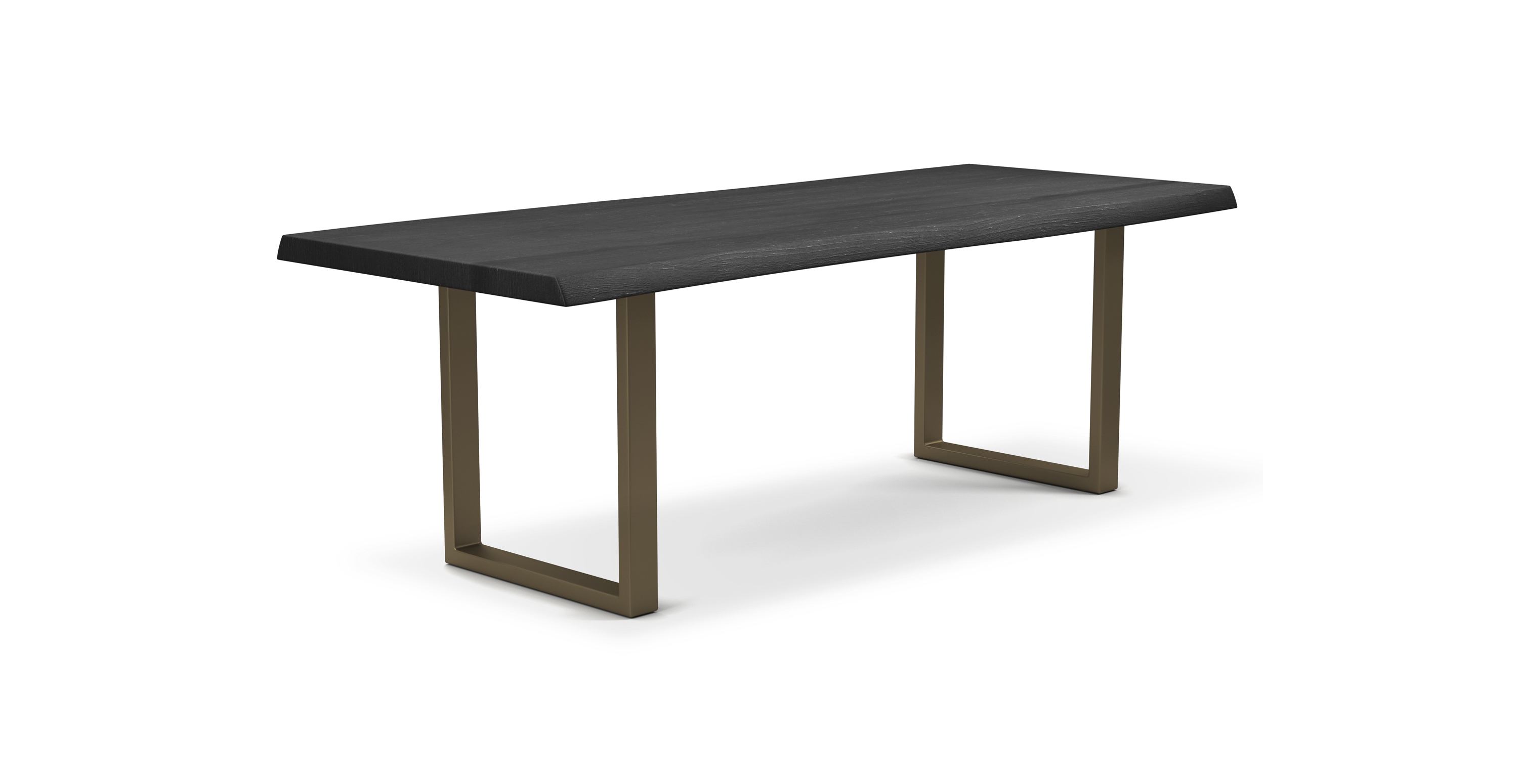 Orchard Brass Aluminum U Base Wooden Dining Table -  Wood Top And Aluminum Base Ebonized 79"