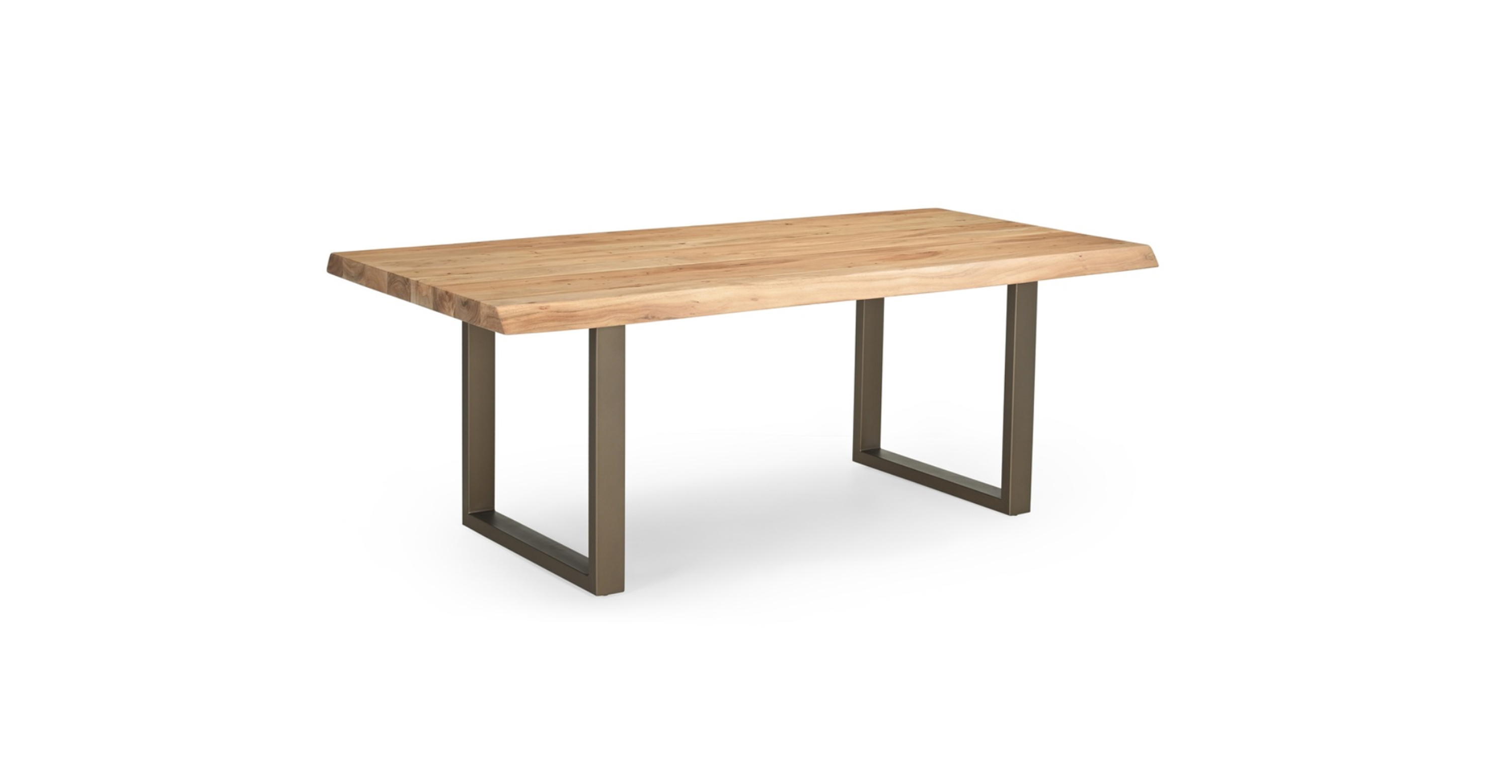 Orchard Brass Aluminum U Base Wooden Dining Table -  Wood Top And Aluminum Base Teak 79"