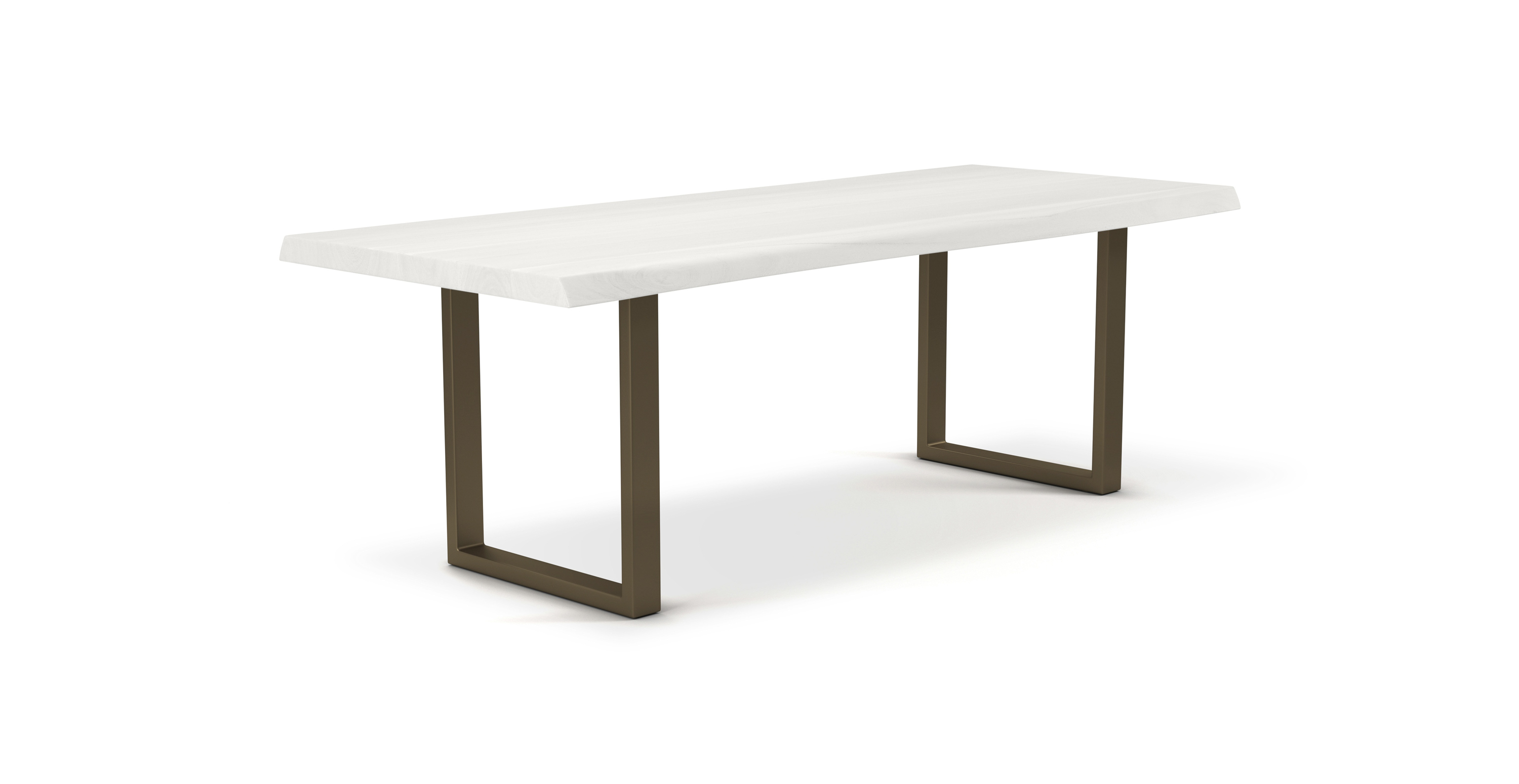 Orchard Brass Aluminum U Base Wooden Dining Table - Wood Top And Aluminum Base White Wash 79"
