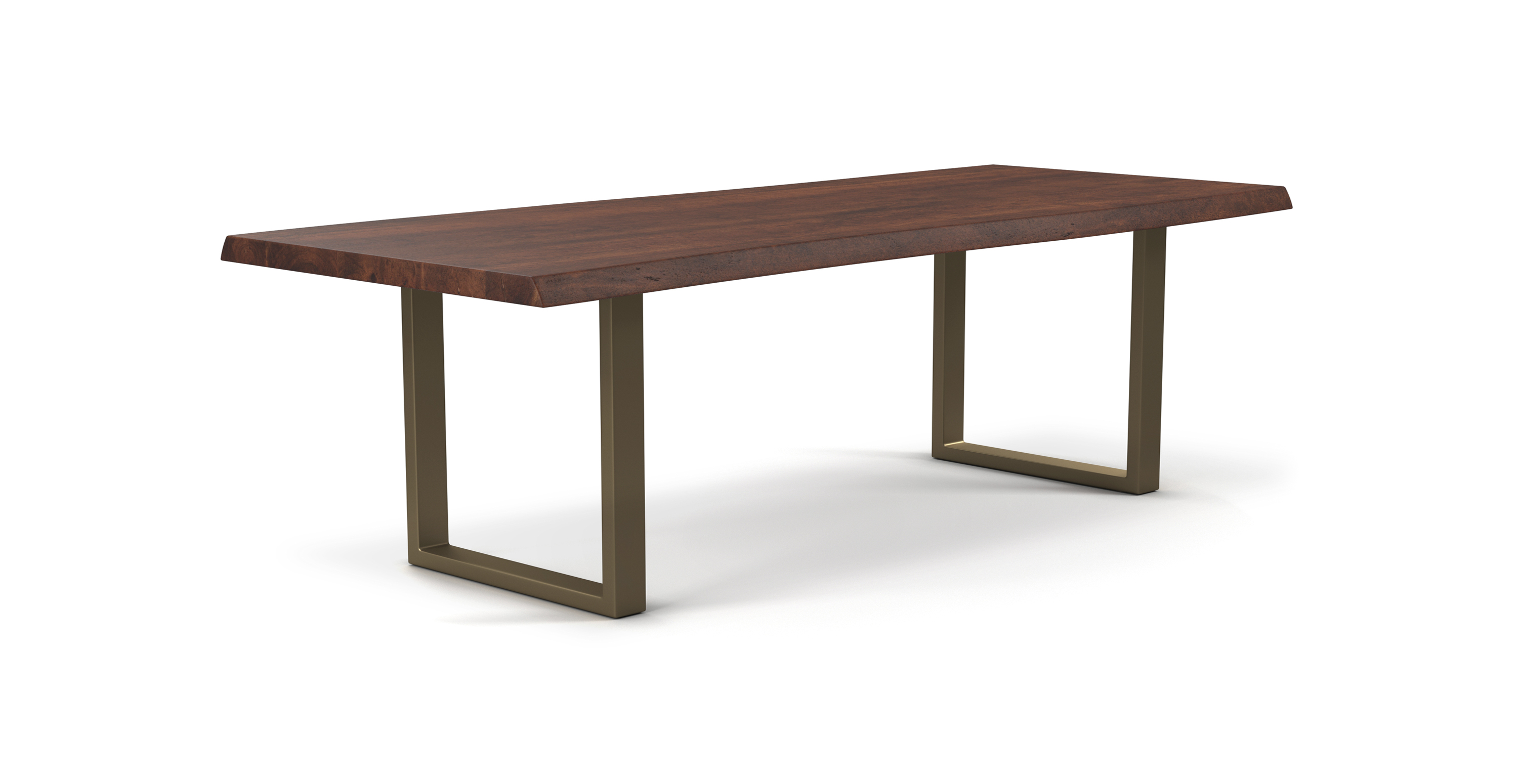 Orchard Brass Aluminum U Base Wooden Dining Table -  Wood Top And Aluminum Base Americano 92"