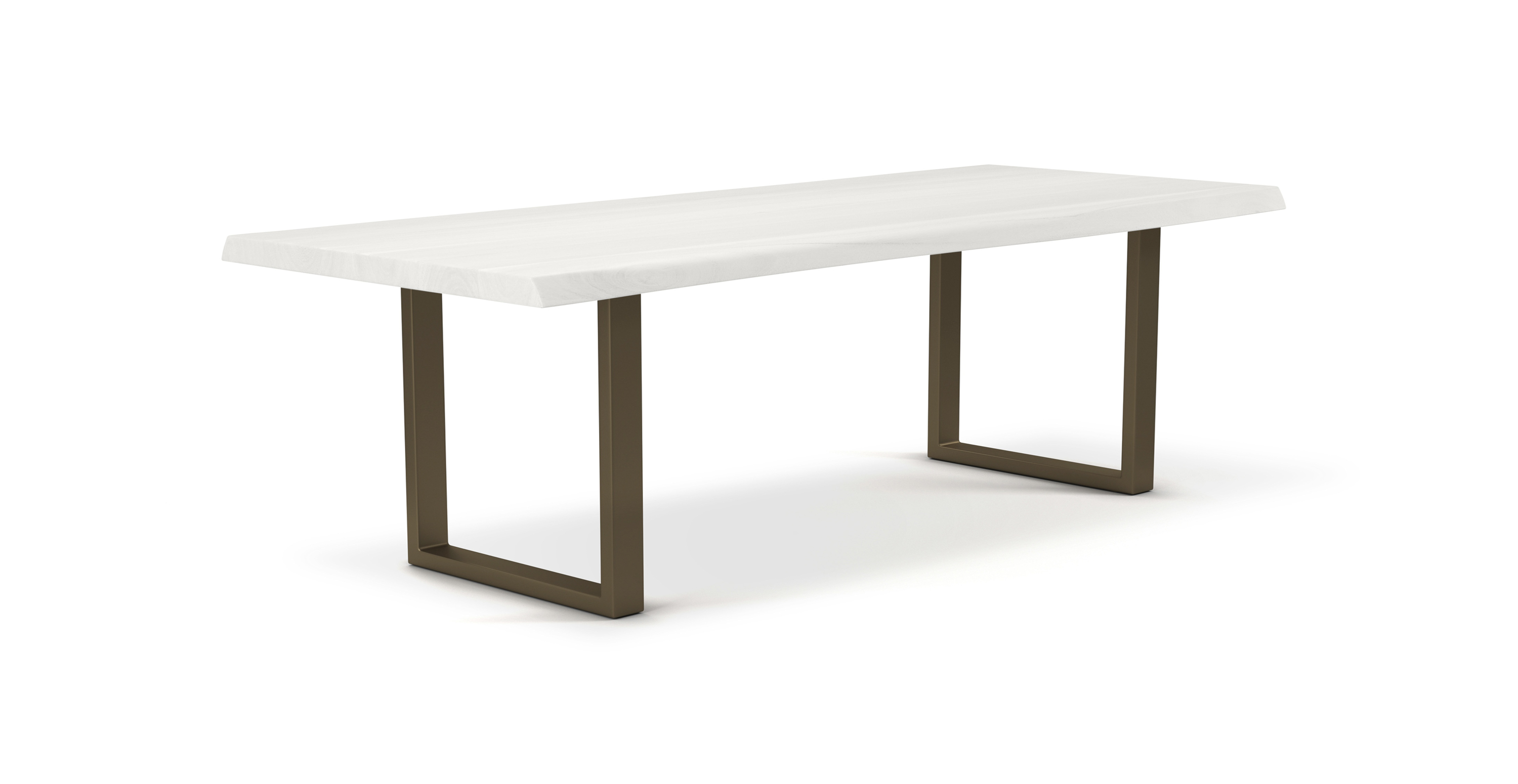 Orchard Brass Aluminum U Base Wooden Dining Table -  Wood Top And Aluminum Base White Wash 92"