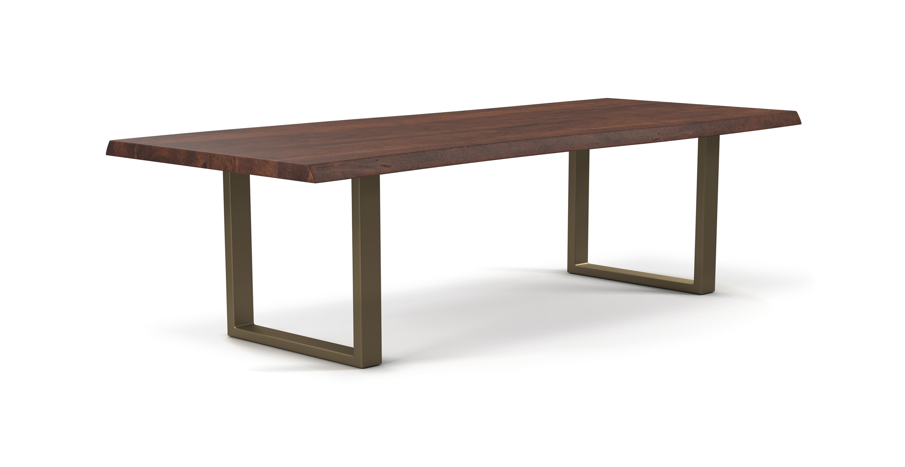 Orchard Brass Aluminum U Base Wooden Dining Table - Wood Top And Aluminum Base Americano 116"