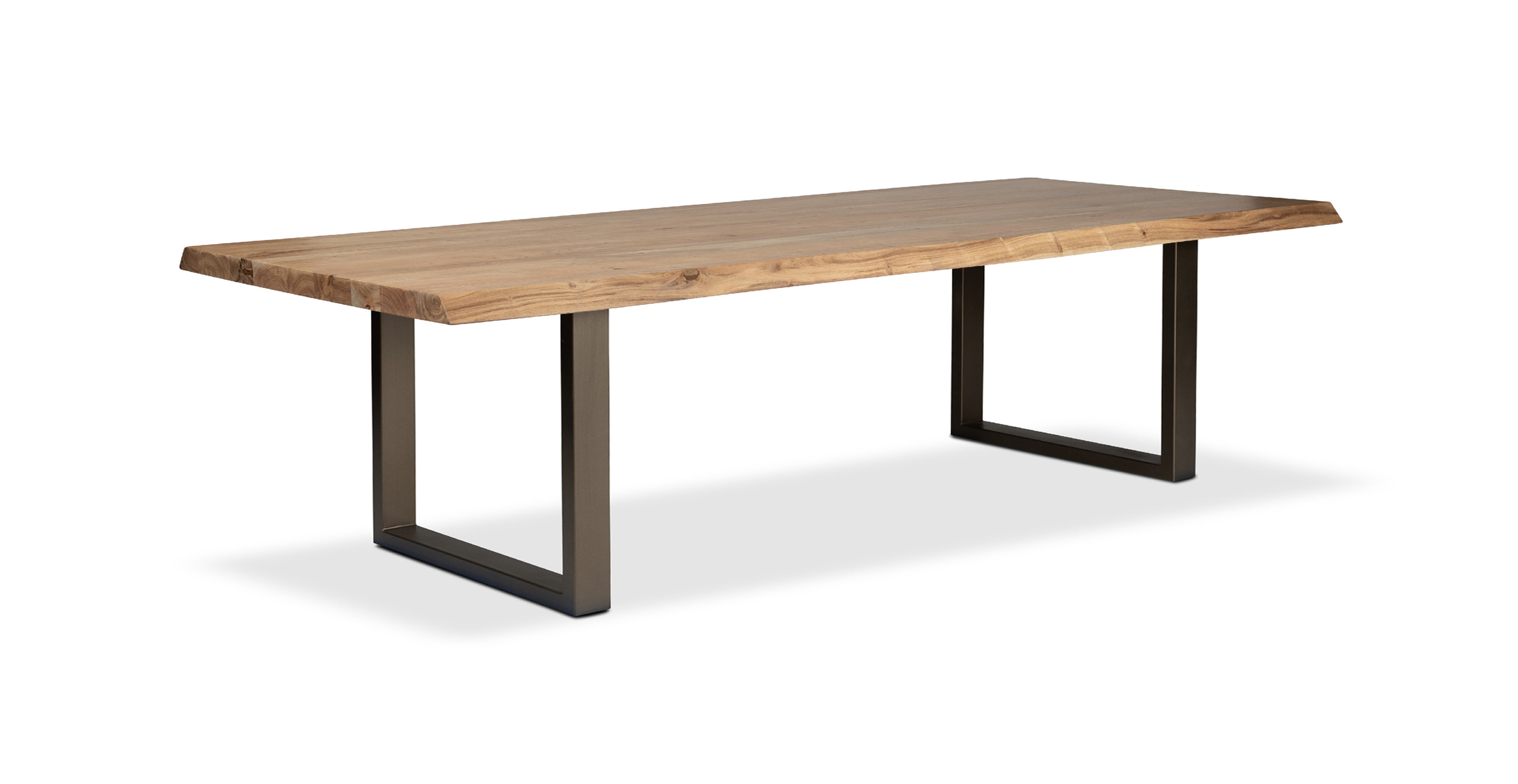 Orchard Brass Aluminum U Base Wooden Dining Table -  Wood Top And Aluminum Base Teak 116"