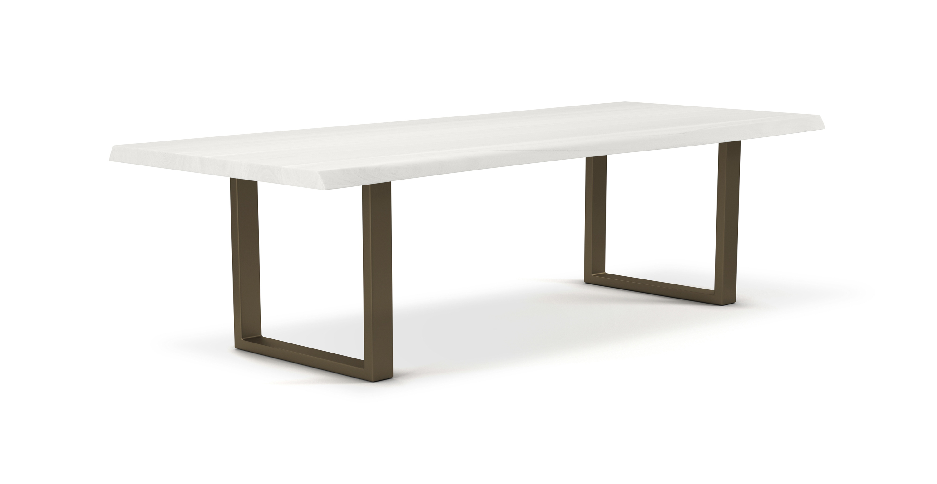 Orchard Brass Aluminum U Base Wooden Dining Table -  Wood Top And Aluminum Base White Wash 116"