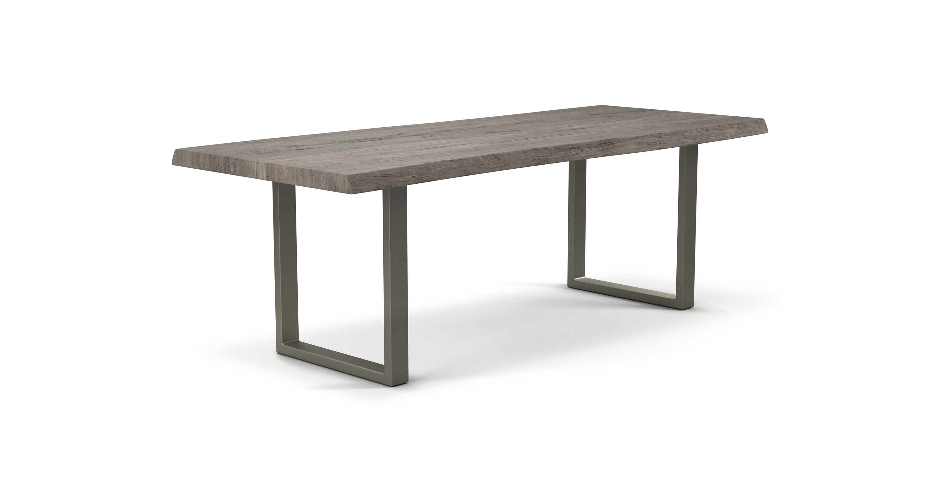 Orchard Pewter Aluminum U Base Wooden Dining Table -  Wood Top And Aluminum Base Sandblasted Grey 79"