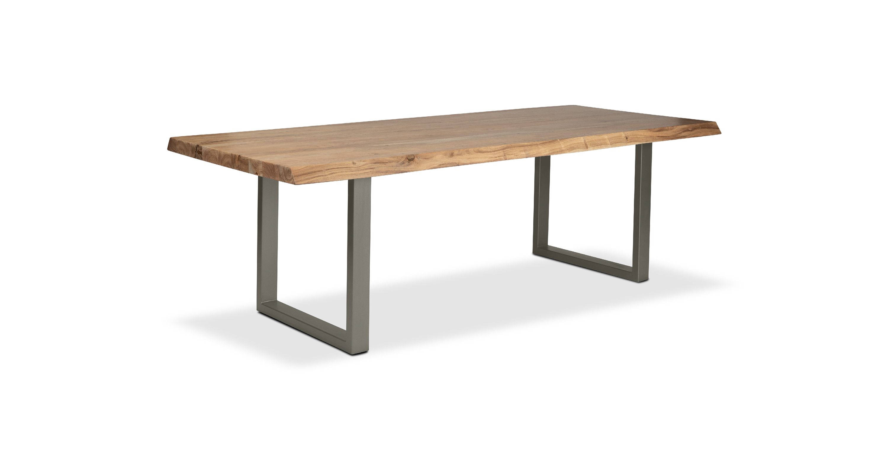 Orchard Pewter Aluminum U Base Wooden Dining Table -  Wood Top And Aluminum Base Teak 79"