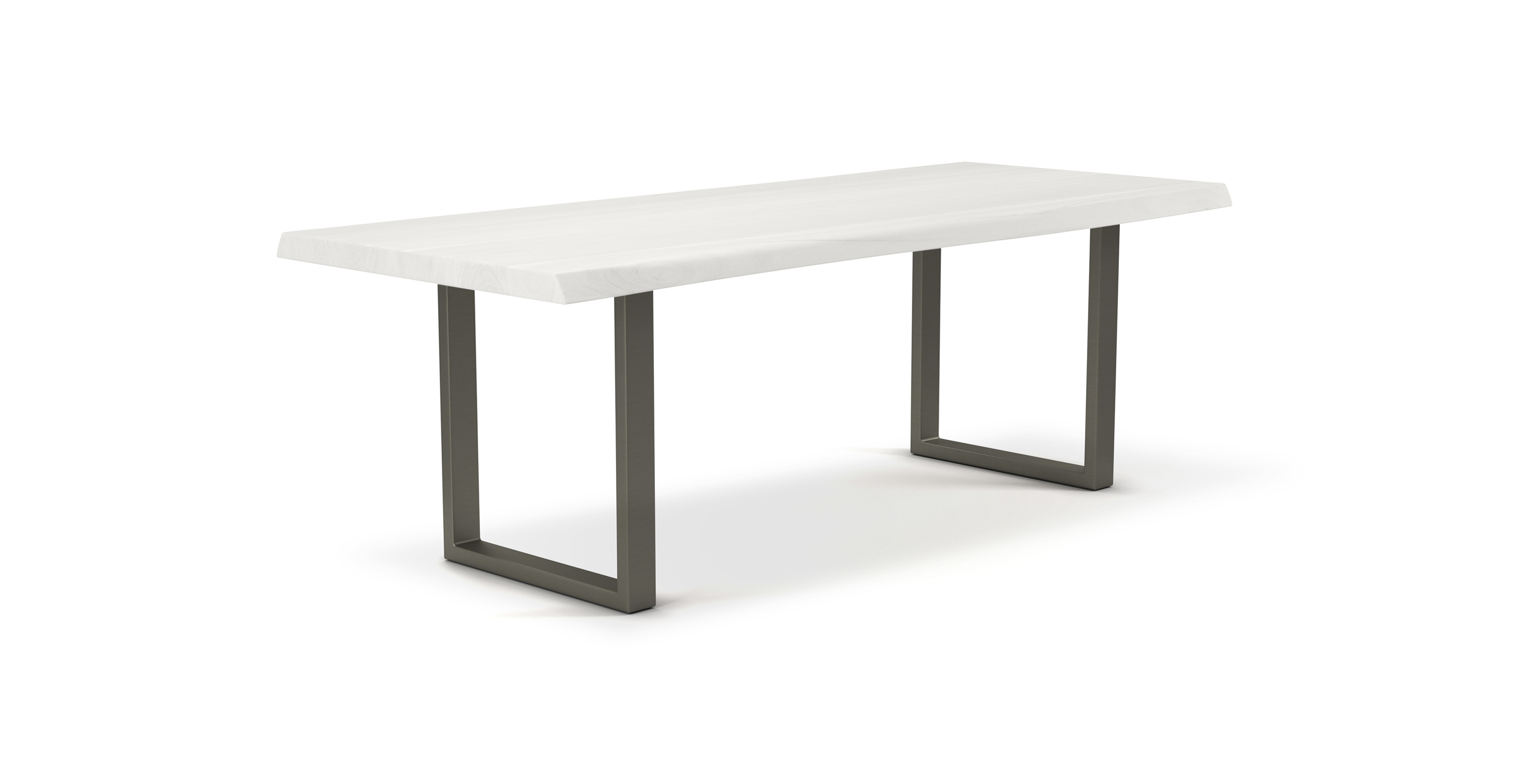 Orchard Pewter Aluminum U Base Wooden Dining Table -  Wood Top And Aluminum Base White Wash 79"