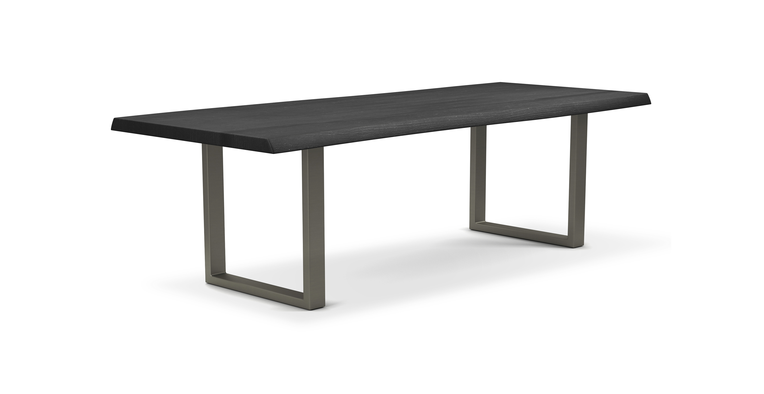Orchard Pewter Aluminum U Base Wooden Dining Table -  Wood Top And Aluminum Base Ebonized 92"