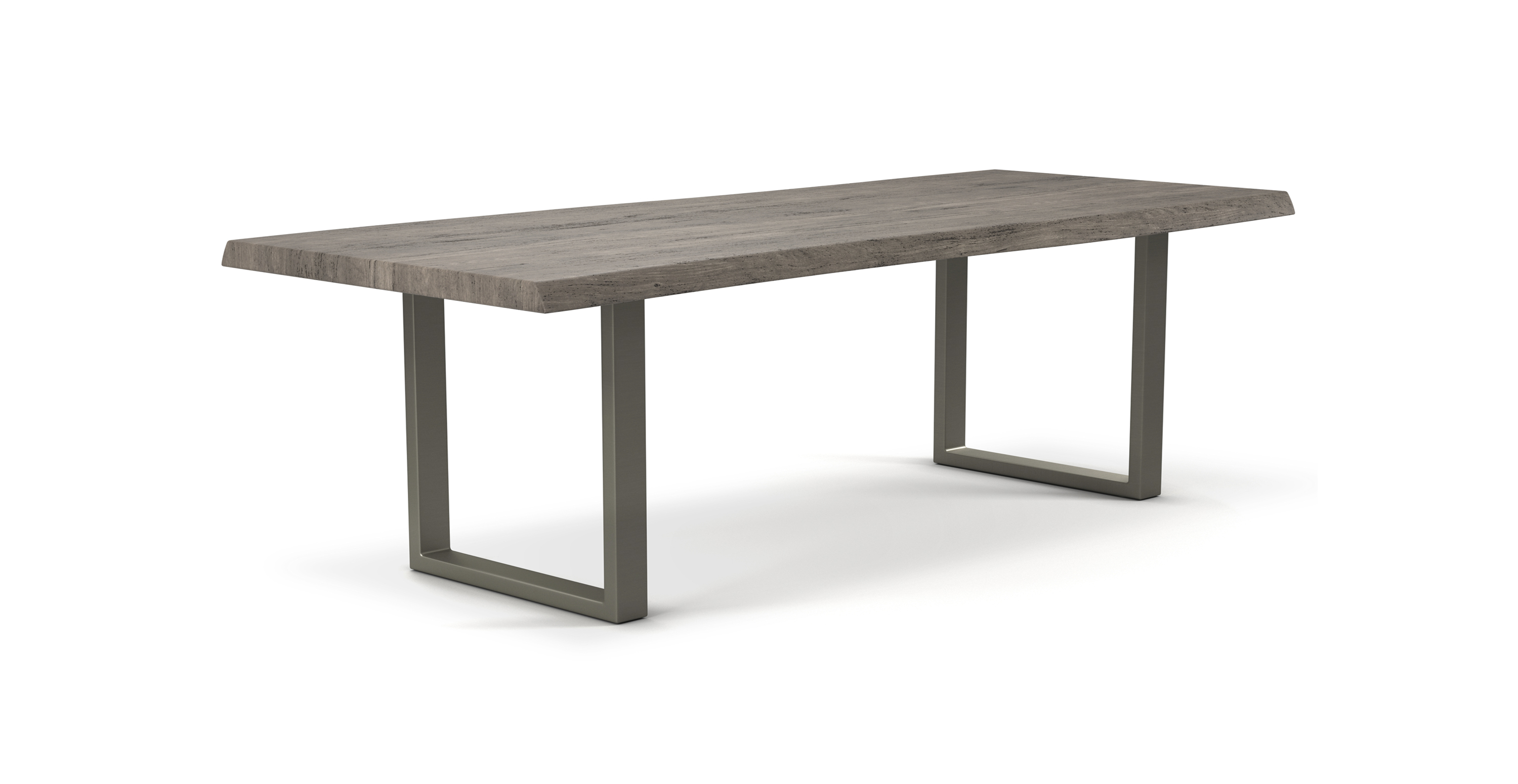 Orchard Pewter Aluminum U Base Wooden Dining Table -  Wood Top And Aluminum Base Sandblasted Grey 92"