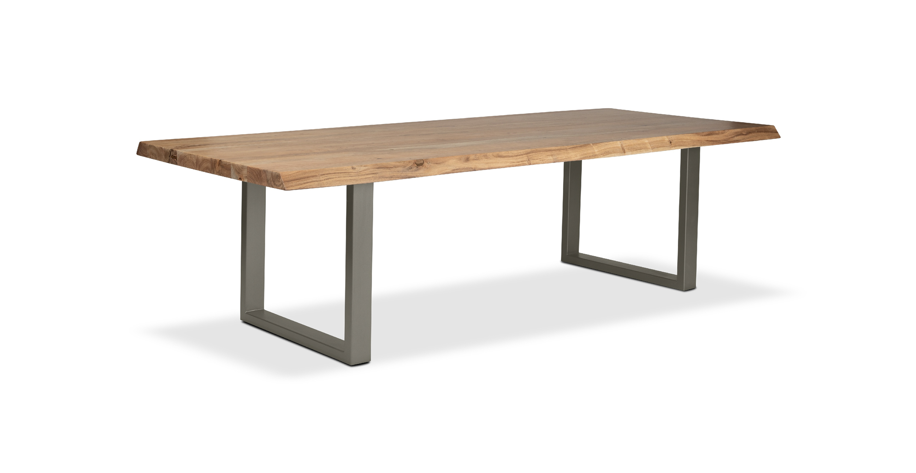 Orchard Pewter Aluminum U Base Wooden Dining Table -  Wood Top And Aluminum Base Teak 92"