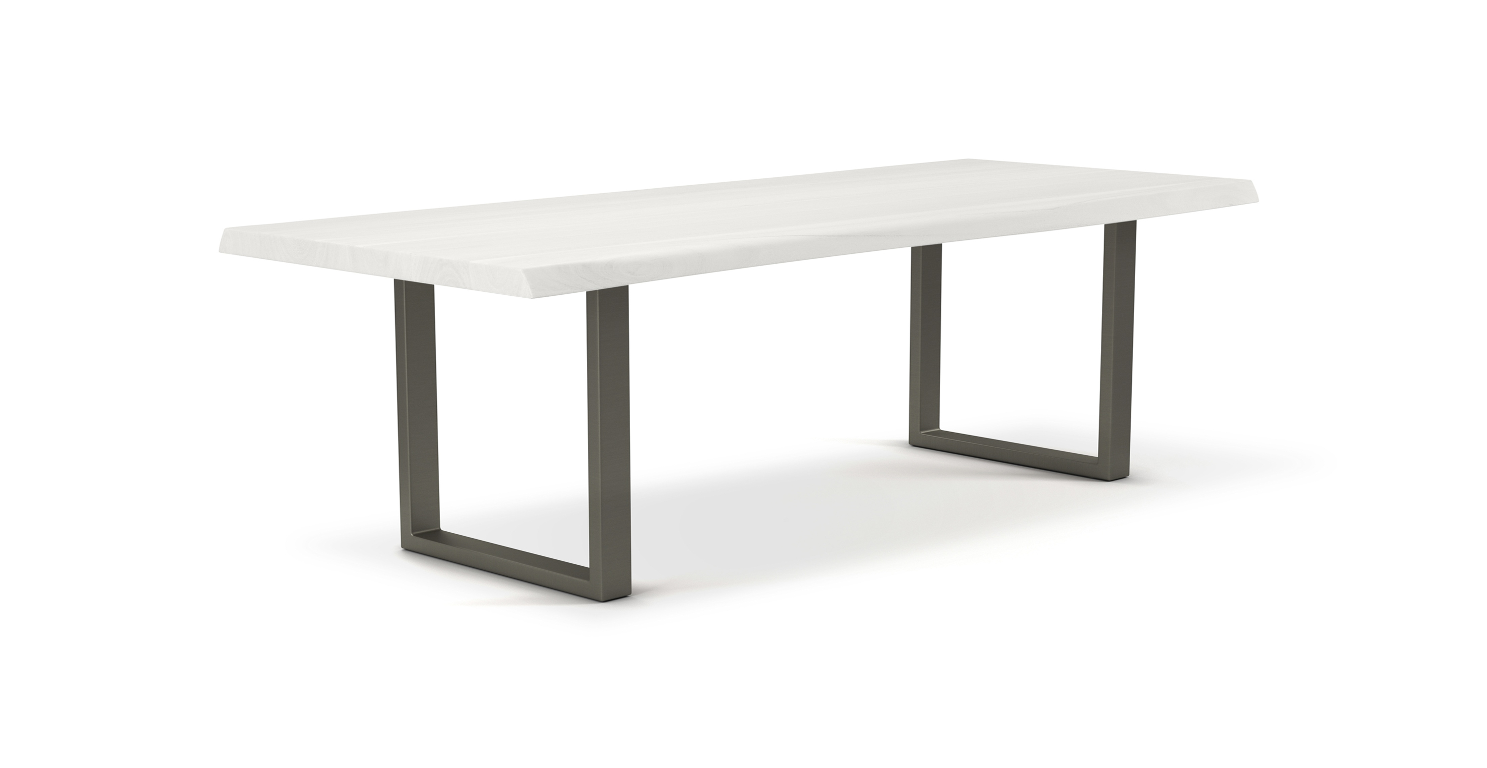 Orchard Pewter Aluminum U Base Wooden Dining Table -  Wood Top And Aluminum Base White Wash 92"