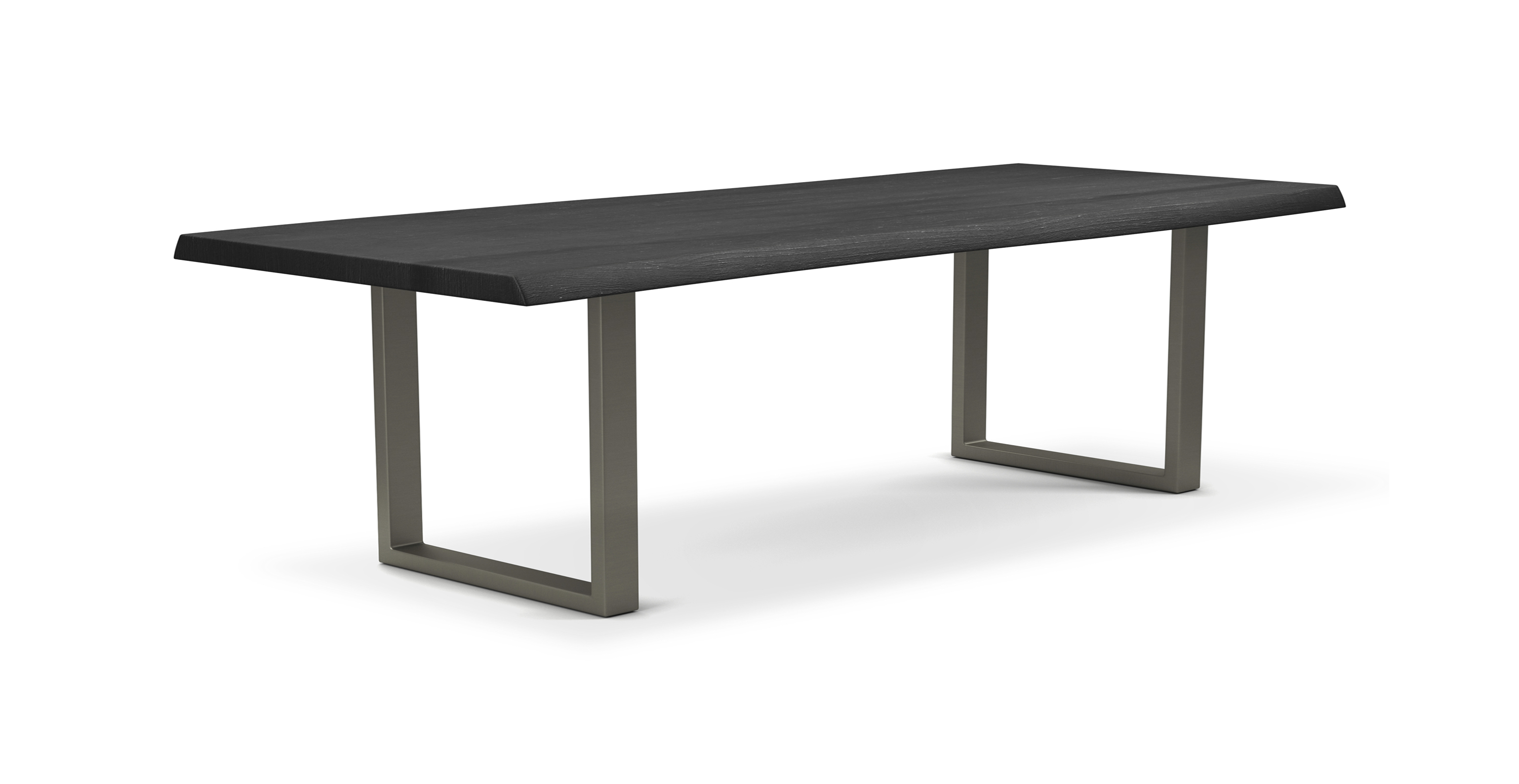 Orchard Pewter Aluminum U Base Wooden Dining Table -  Wood Top And Aluminum Base Ebonized 116"