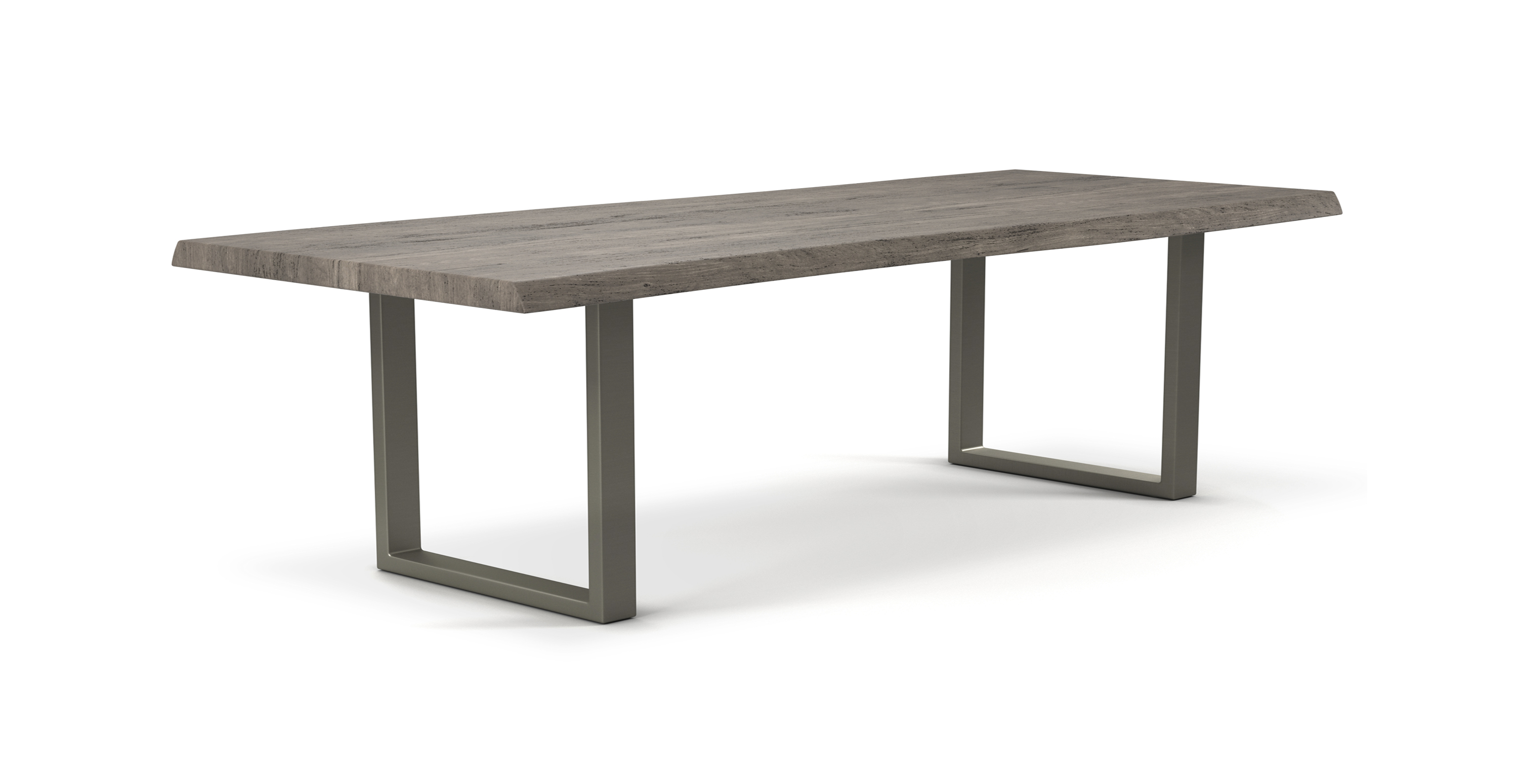 Orchard Pewter Aluminum U Base Wooden Dining Table -  Wood Top And Aluminum Base Sandblasted Grey 116"