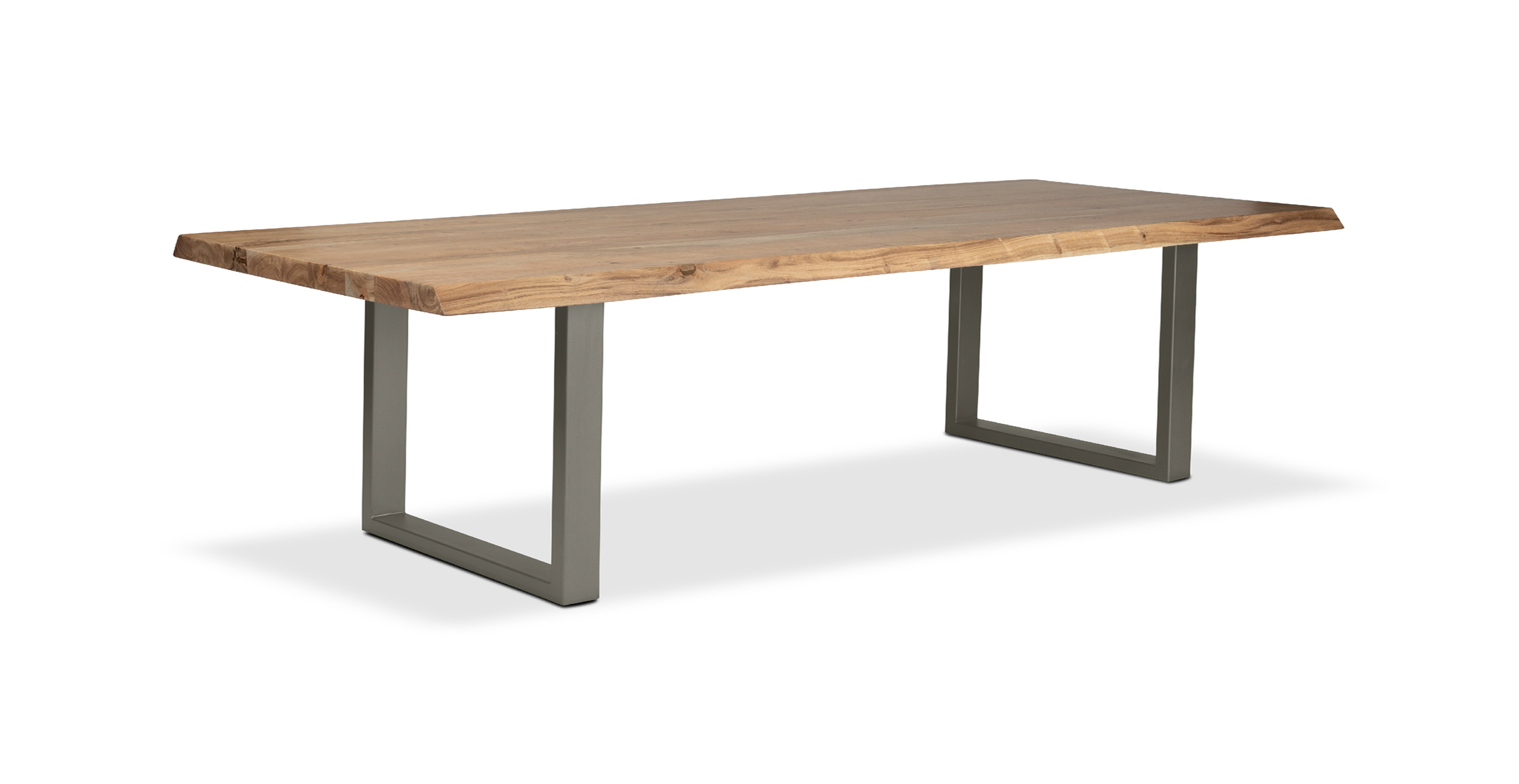 Orchard Pewter Aluminum U Base Wooden Dining Table -  Wood Top And Aluminum Base Teak 116"