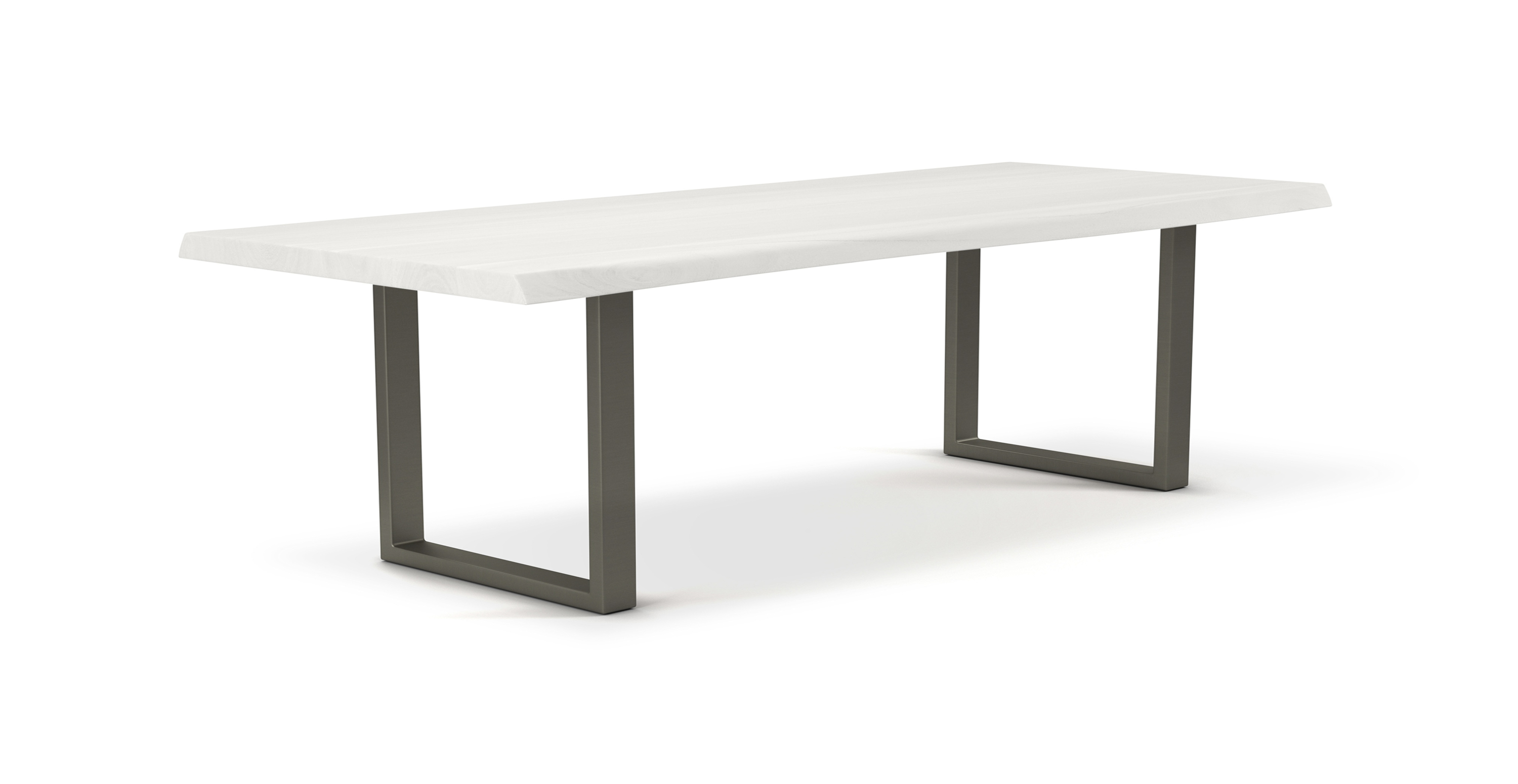 Orchard Pewter Aluminum U Base Wooden Dining Table -  Wood Top And Aluminum Base White Wash 116"
