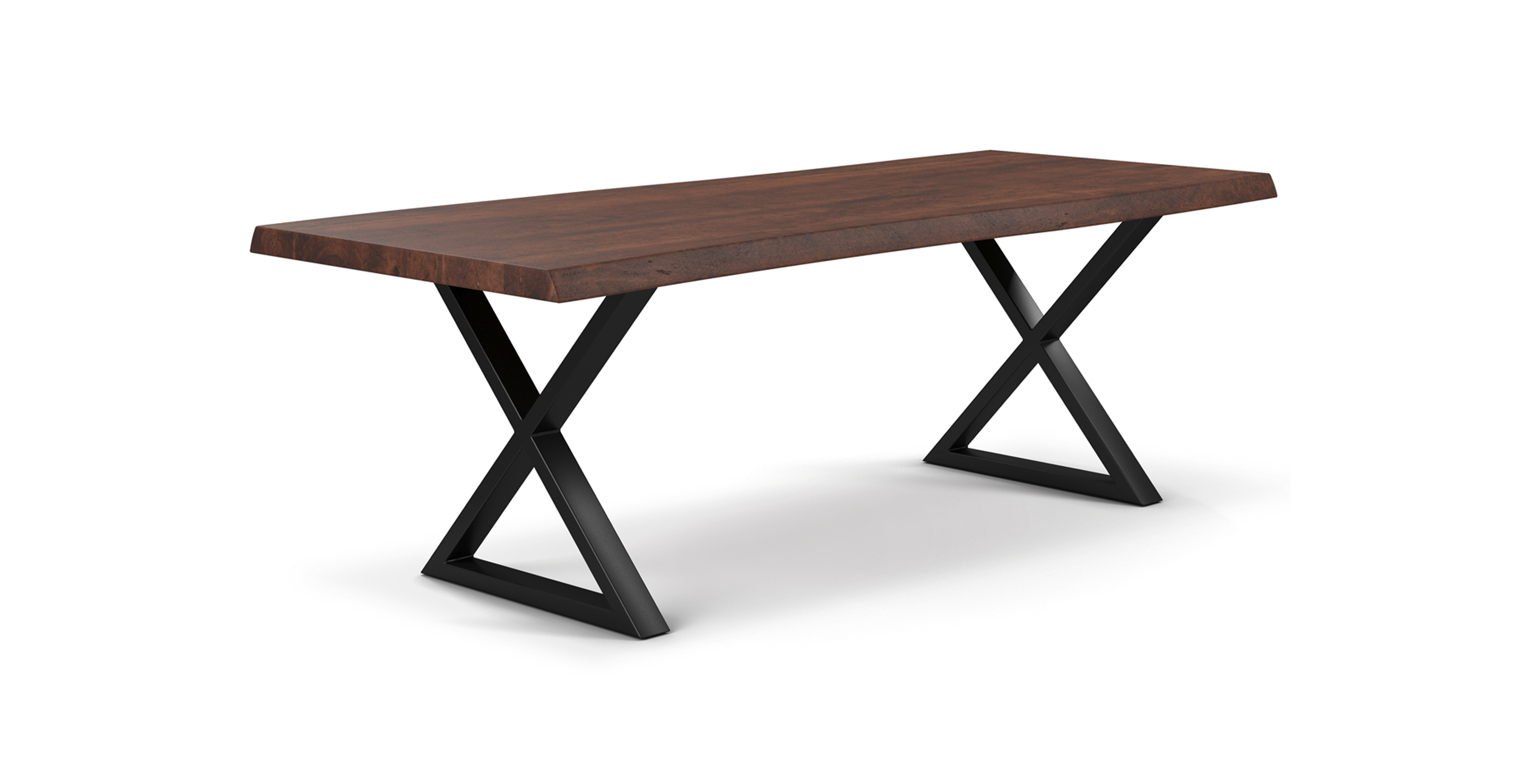 Orchard Black Aluminum X Base Wooden Dining Table - Wood Top And Aluminum Base Americano 79"