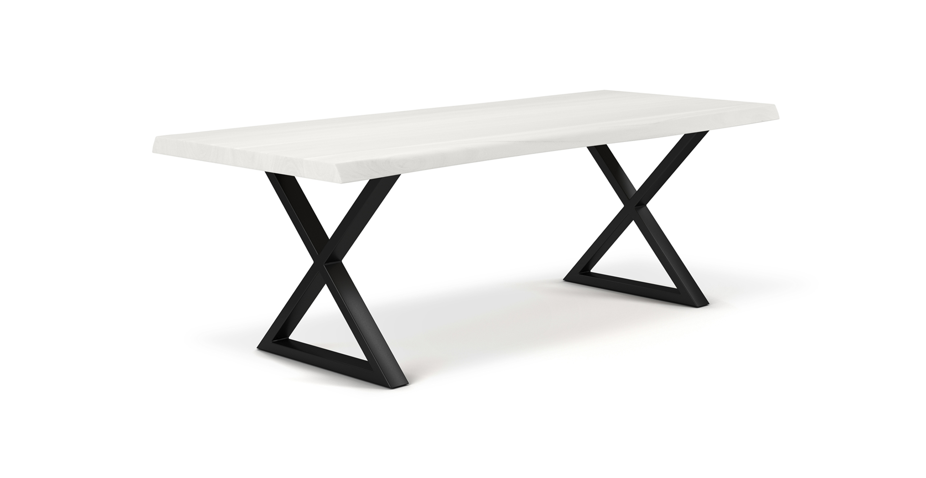 Orchard Black Aluminum X Base Wooden Dining Table - Wood Top And Aluminum Base White Wash 79"